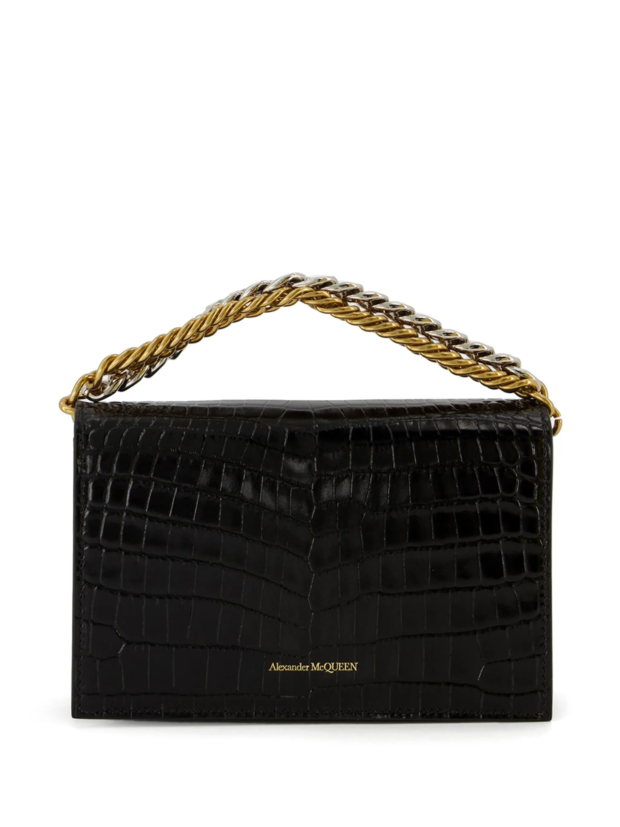Skull crocodile-embossed tote bag