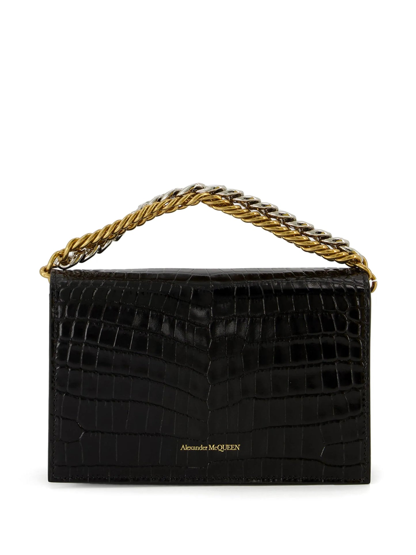 Skull crocodile-embossed tote bag