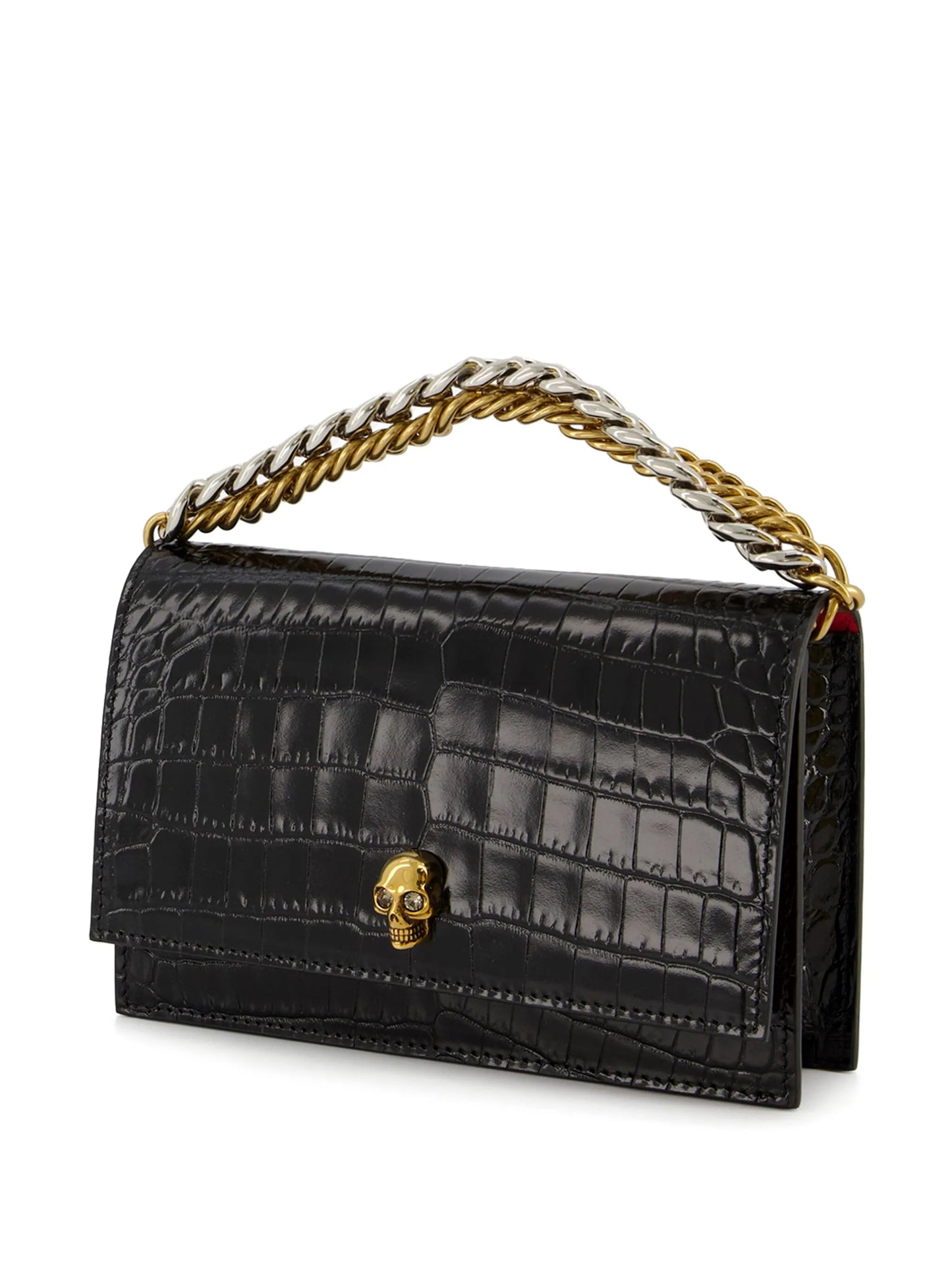 Skull crocodile-embossed tote bag