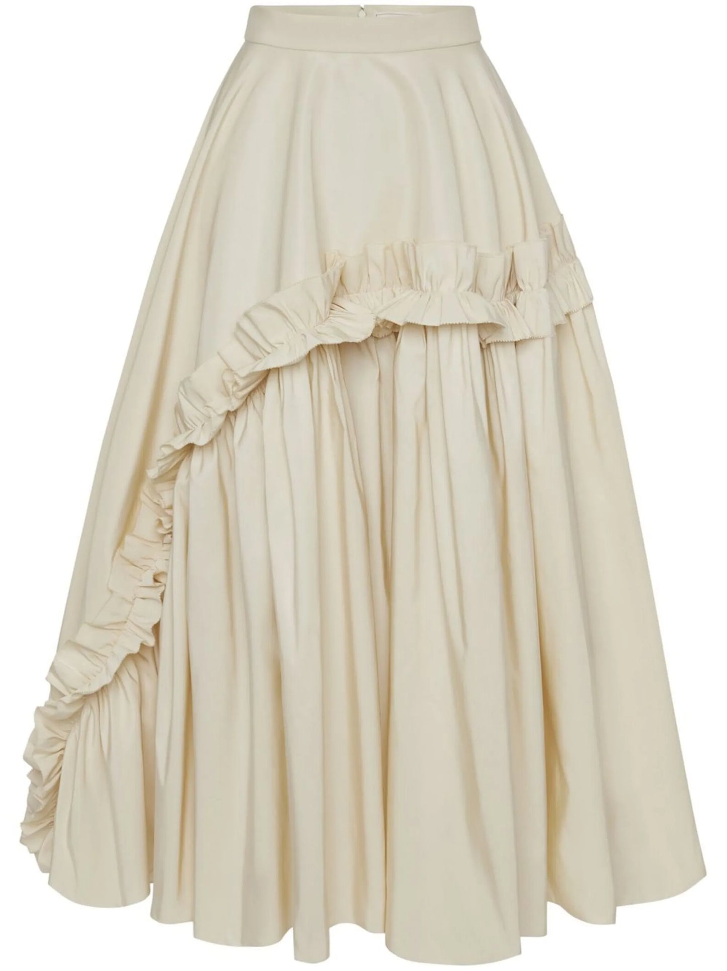 asymmetric ruffle-detail A-line skirt