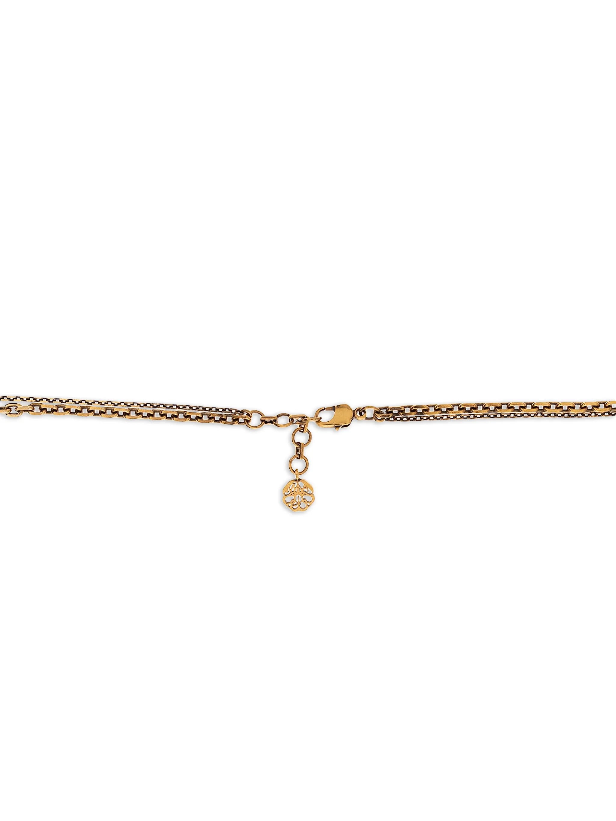 skull and pearl charm layered necklace