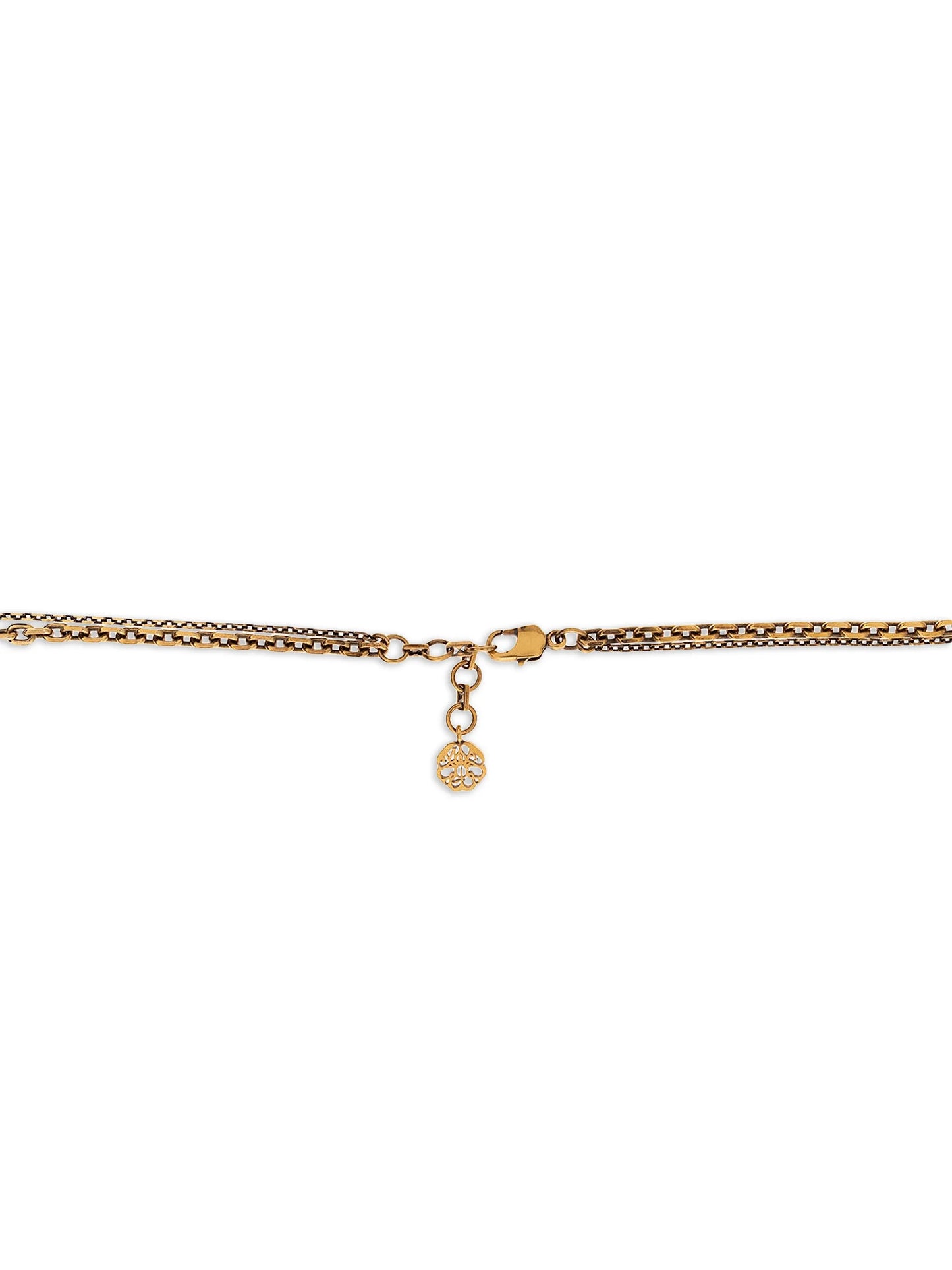 skull and pearl charm layered necklace