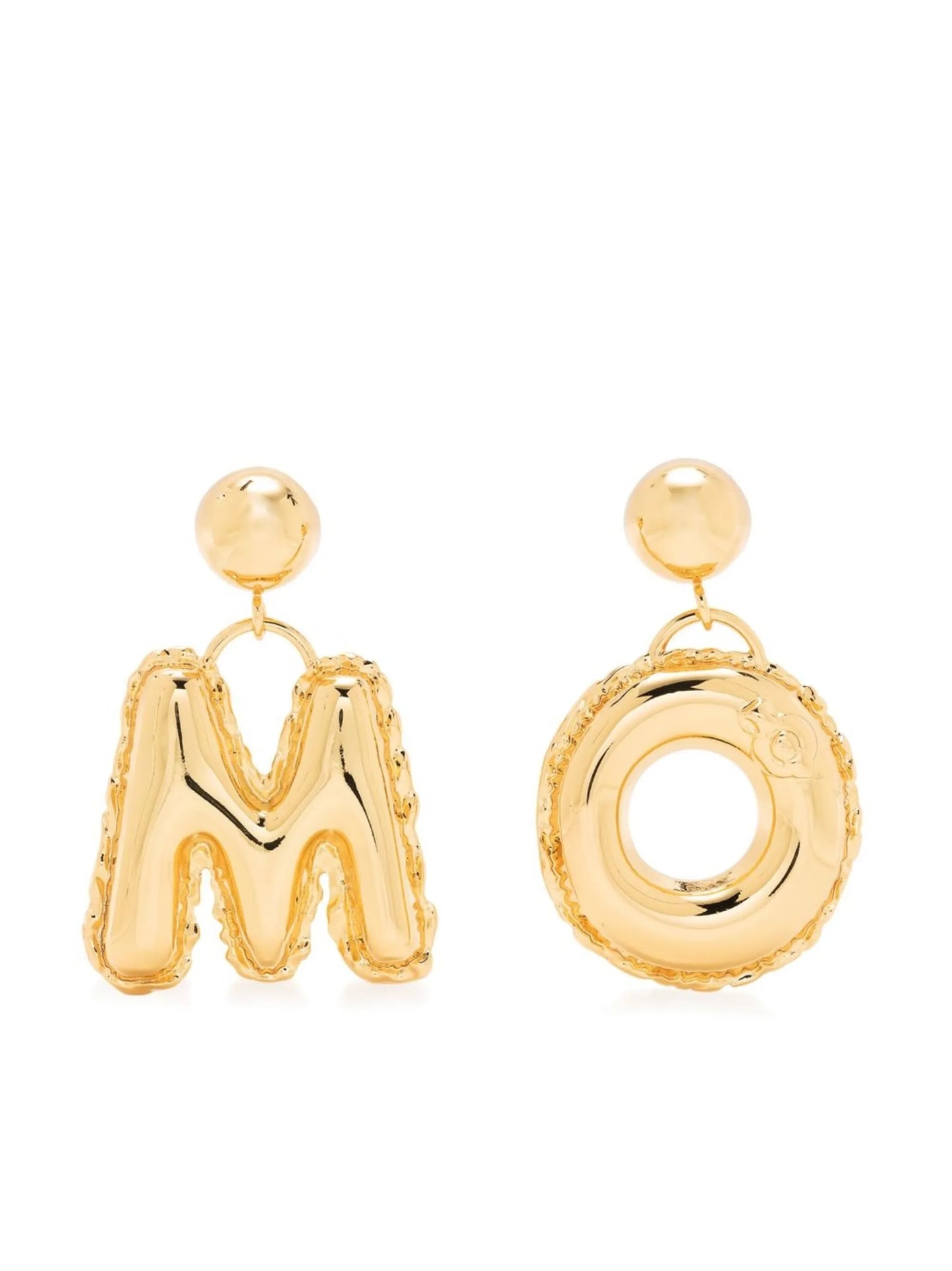MO lettering drop earrings