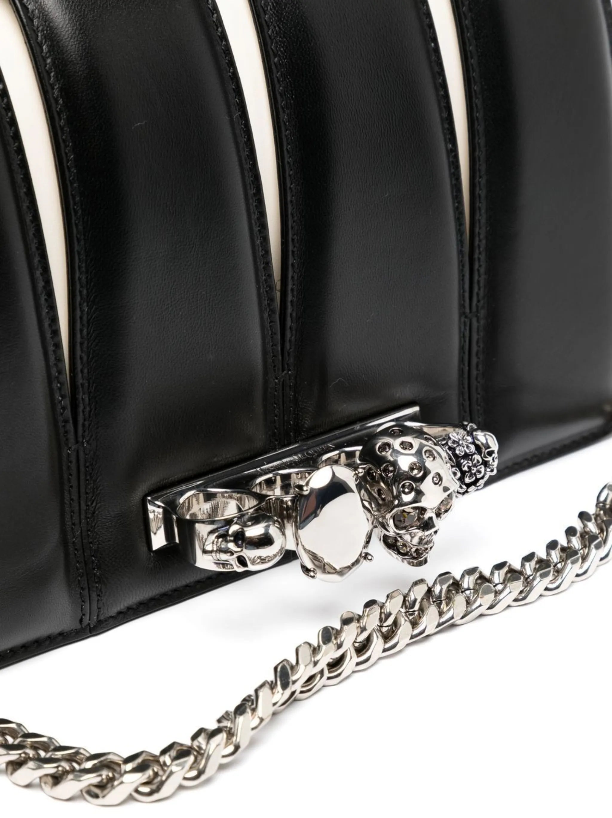 Slash studded chain-link bag