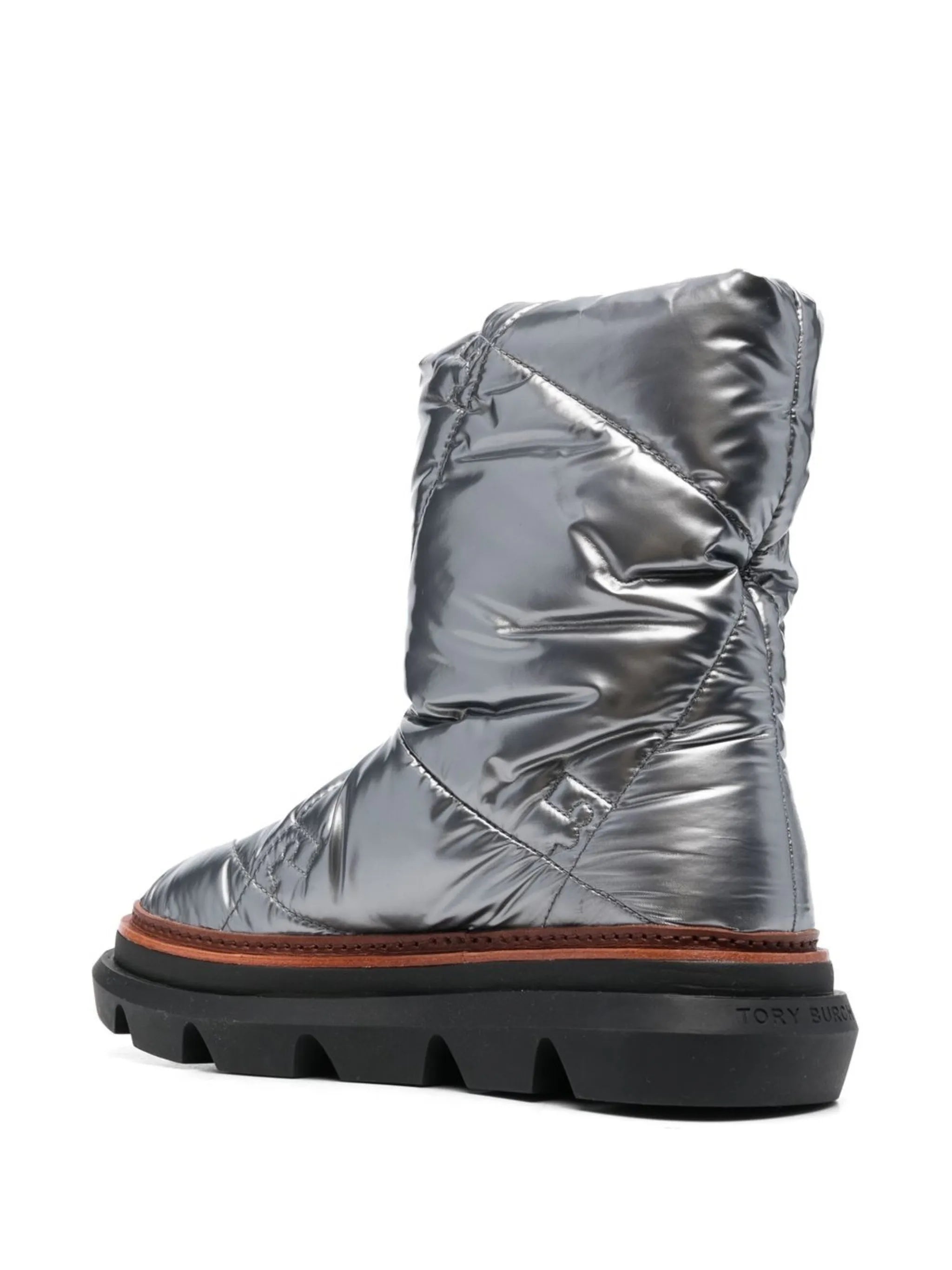metallic-finish quilted boots