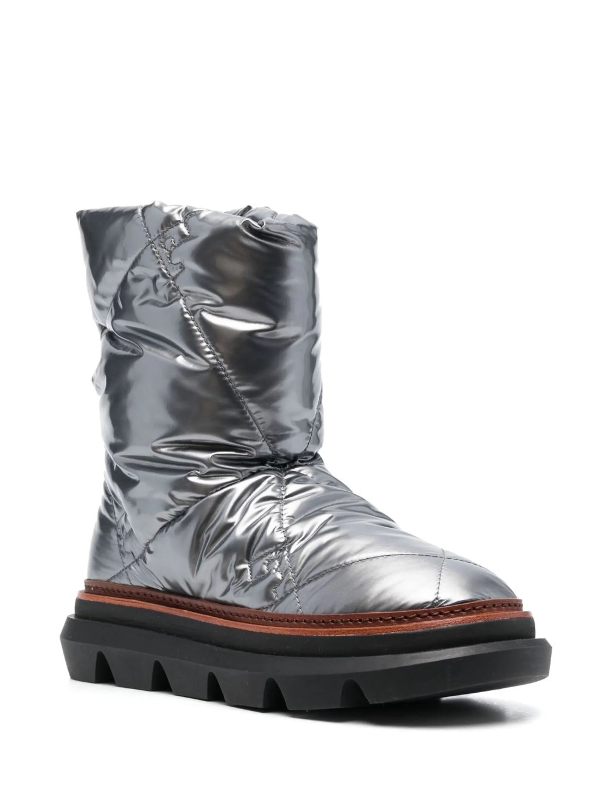 metallic-finish quilted boots