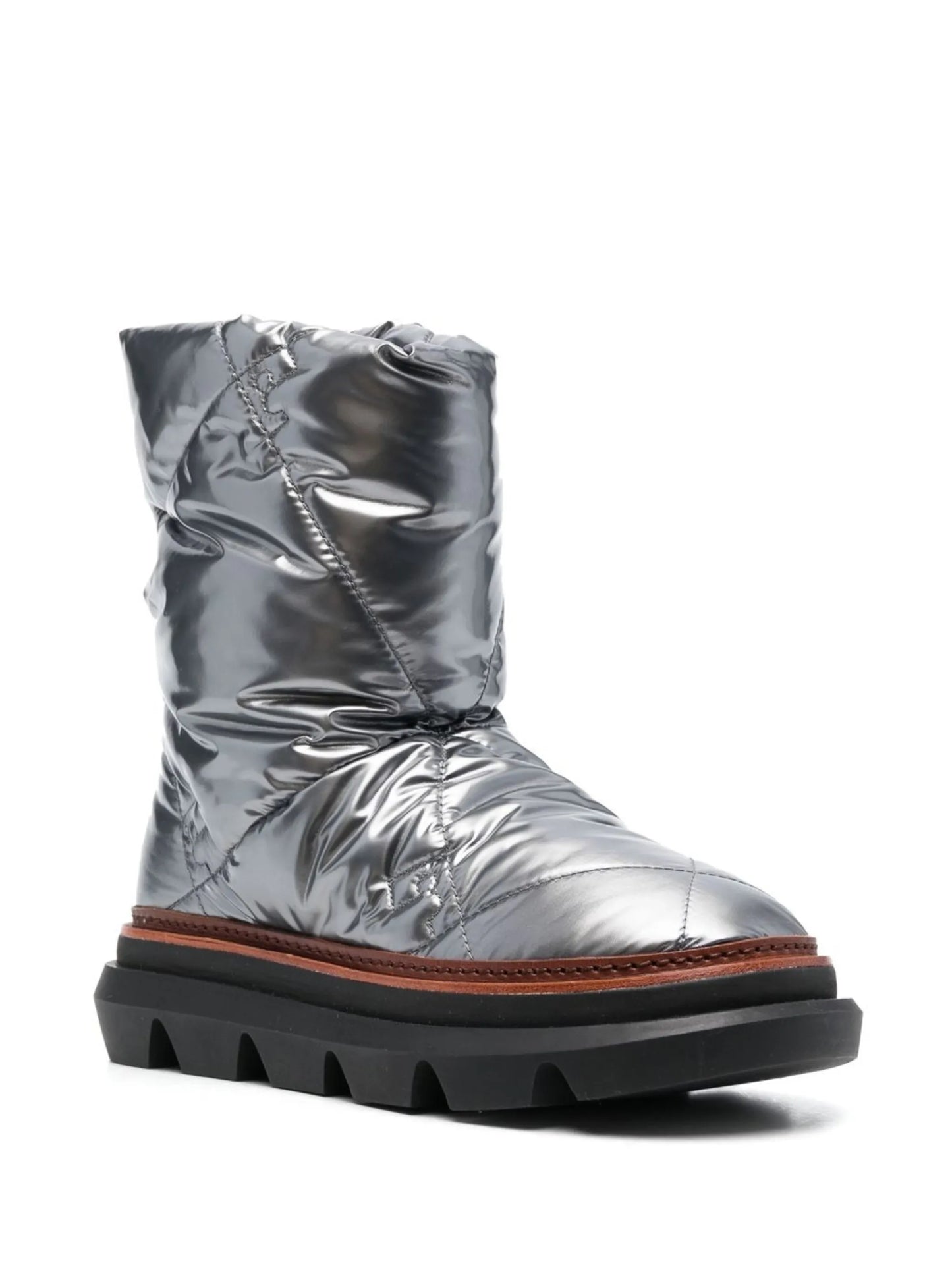 metallic-finish quilted boots