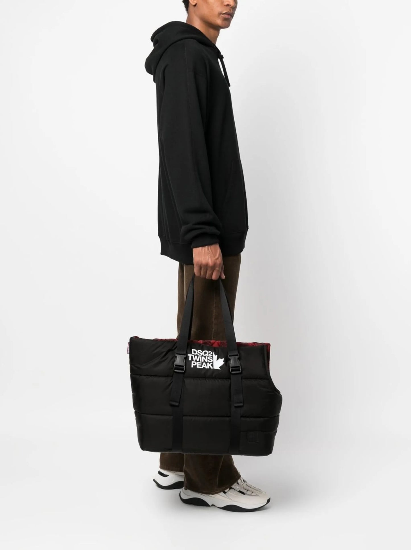 logo-print padded tote bag
