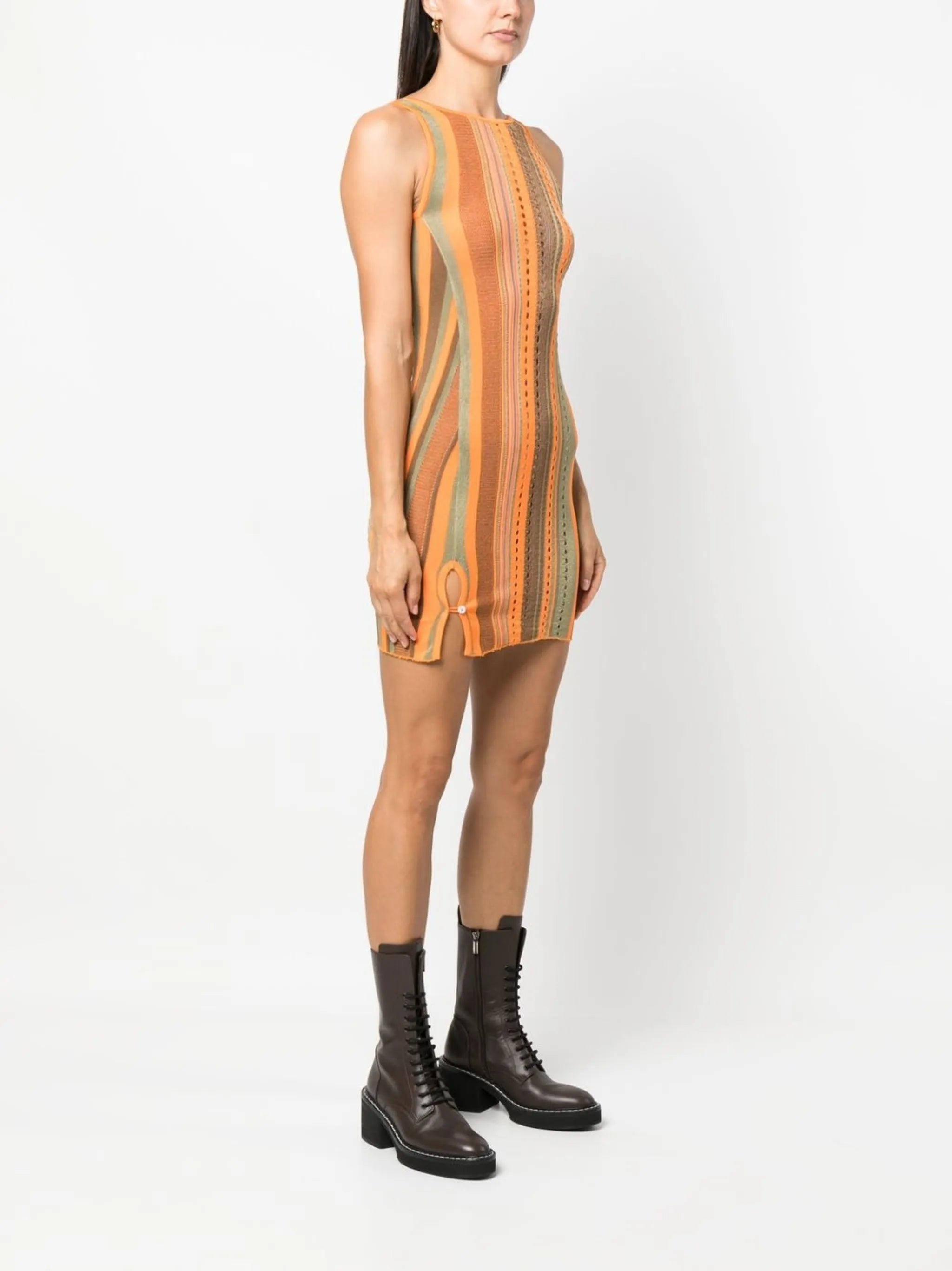 striped mini-dress