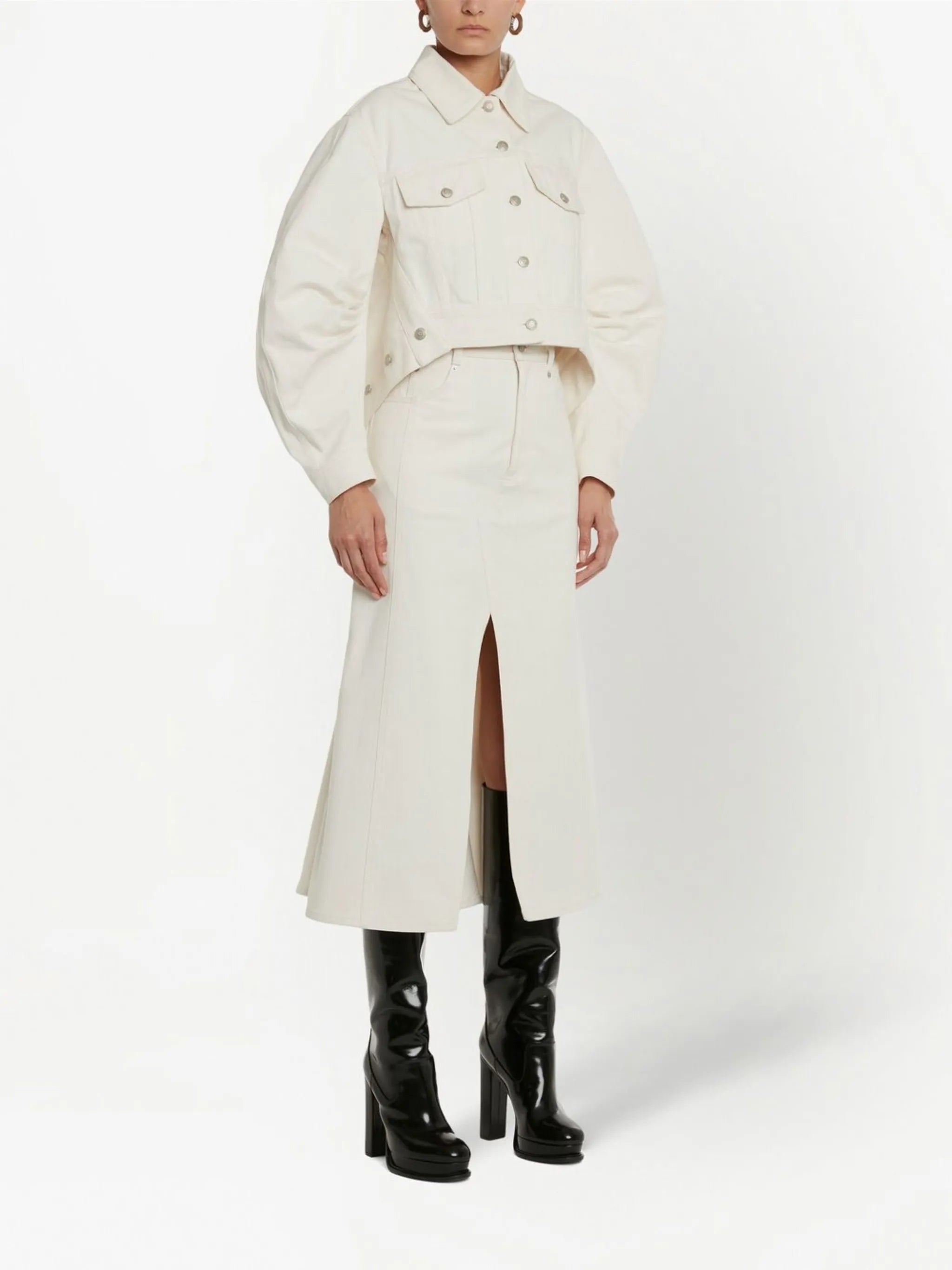 A-line denim midi skirt