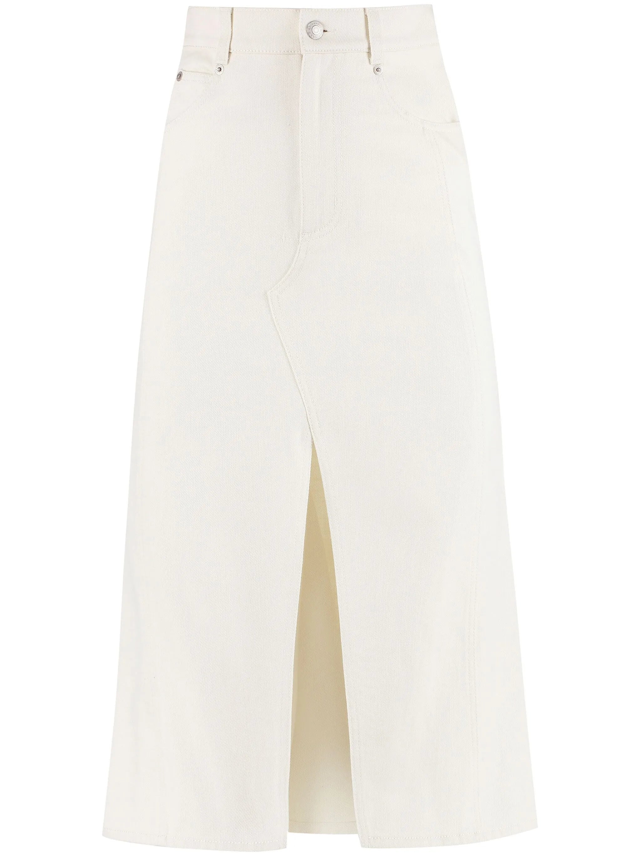 A-line denim midi skirt