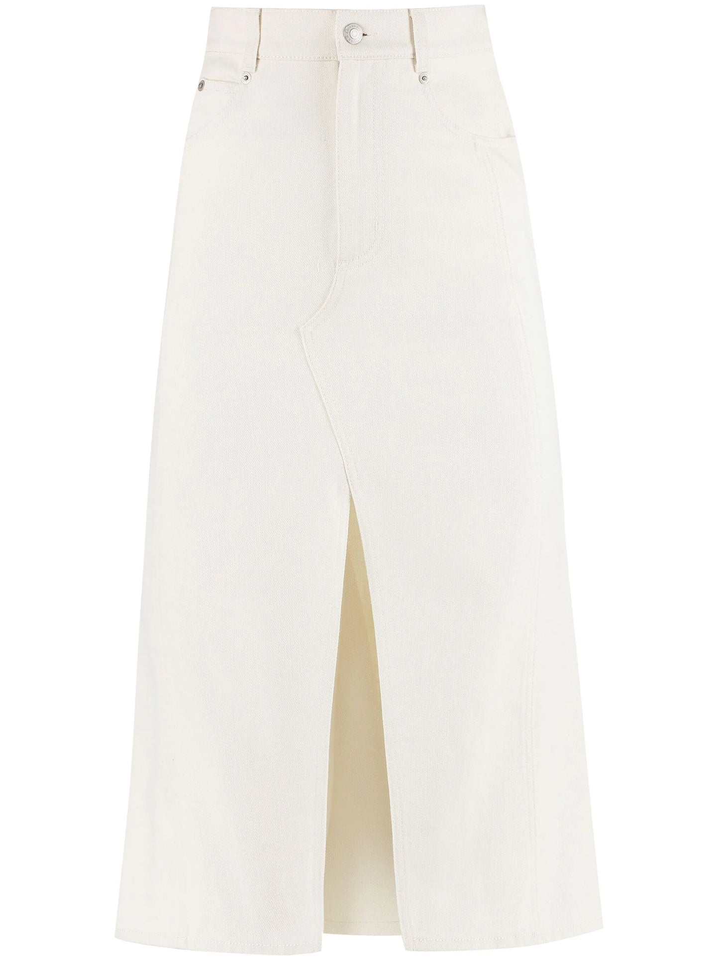 A-line denim midi skirt