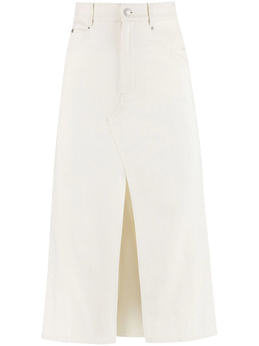 A-line denim midi skirt