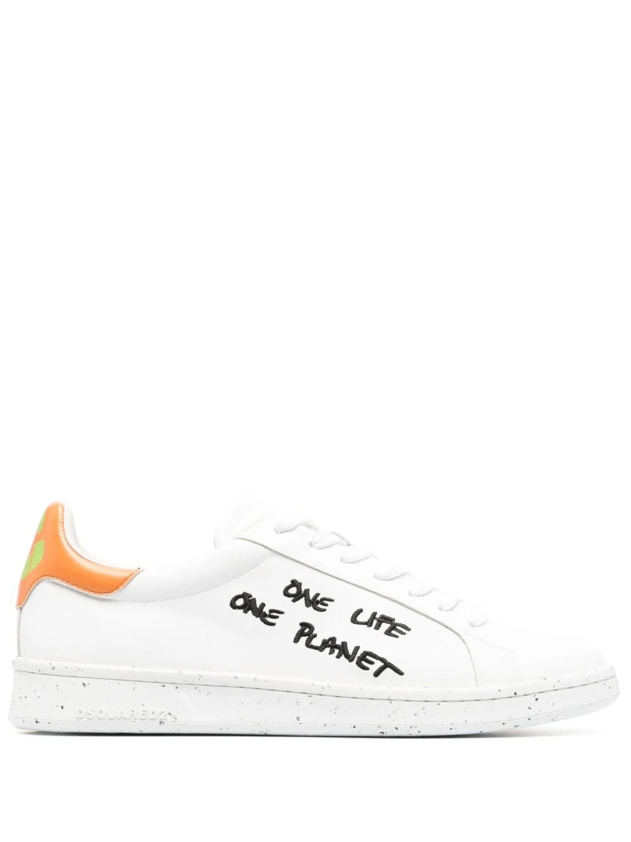 slogan-embroidered low-top sneakers