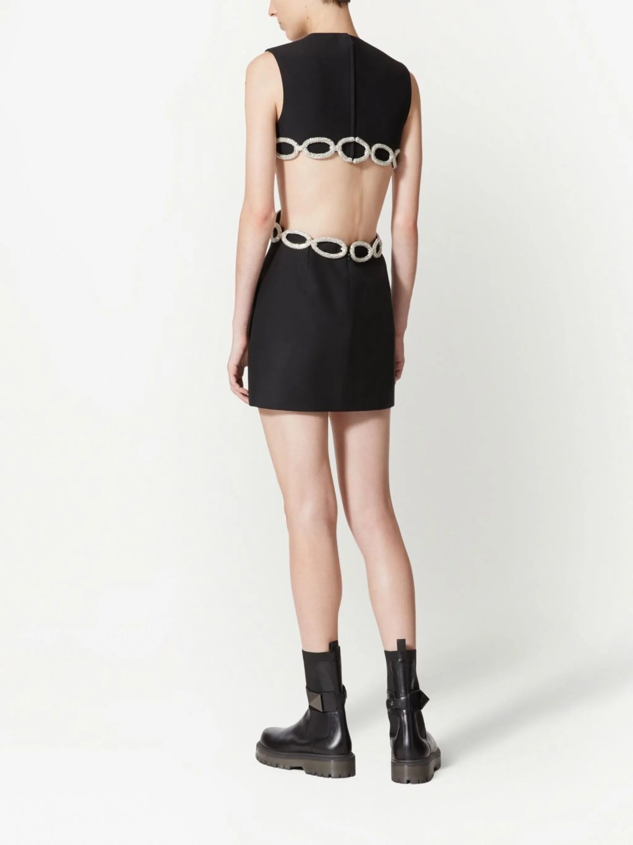 Crepe Couture embroidered short dress