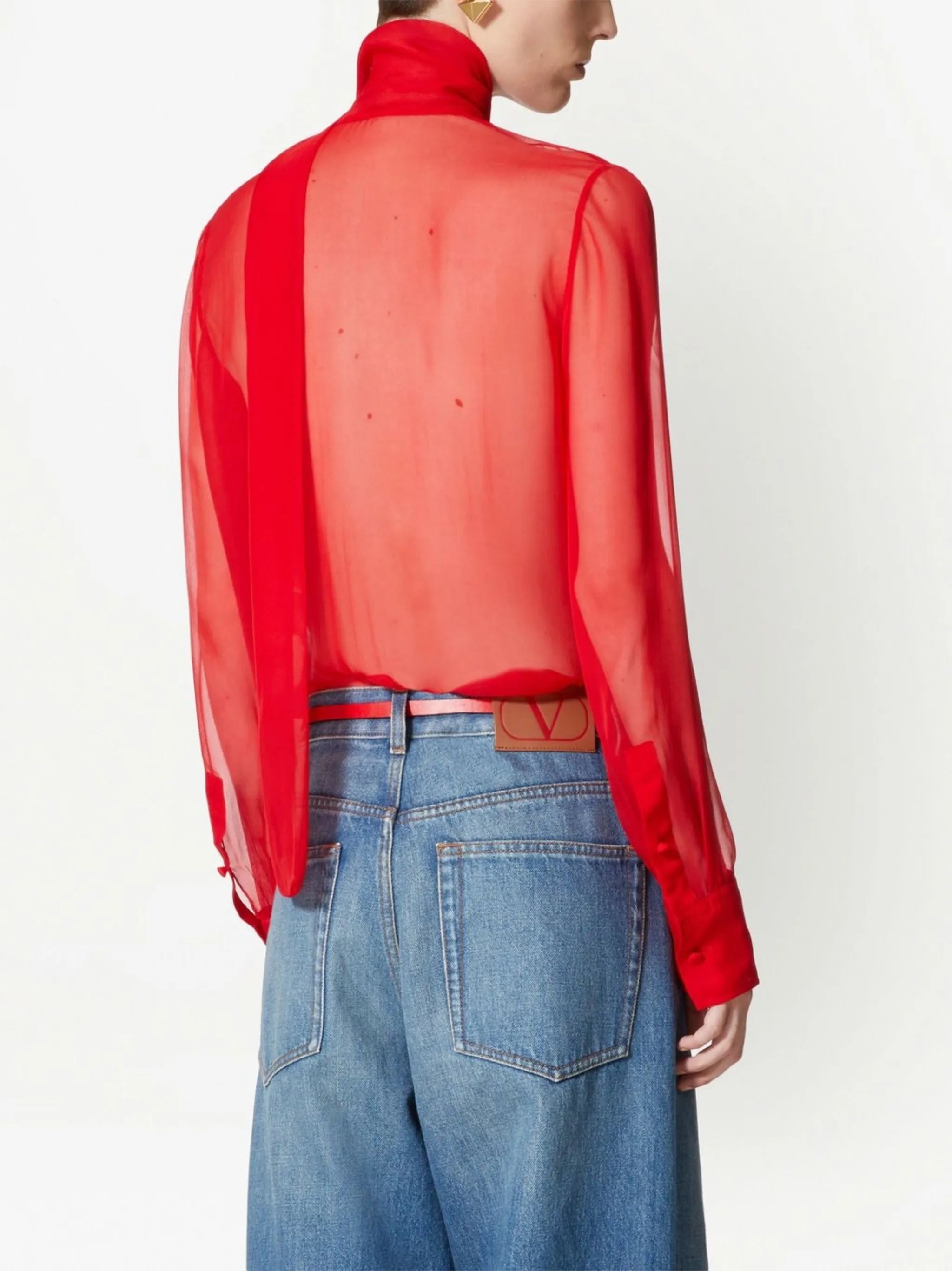 scarf-detail chiffon blouse