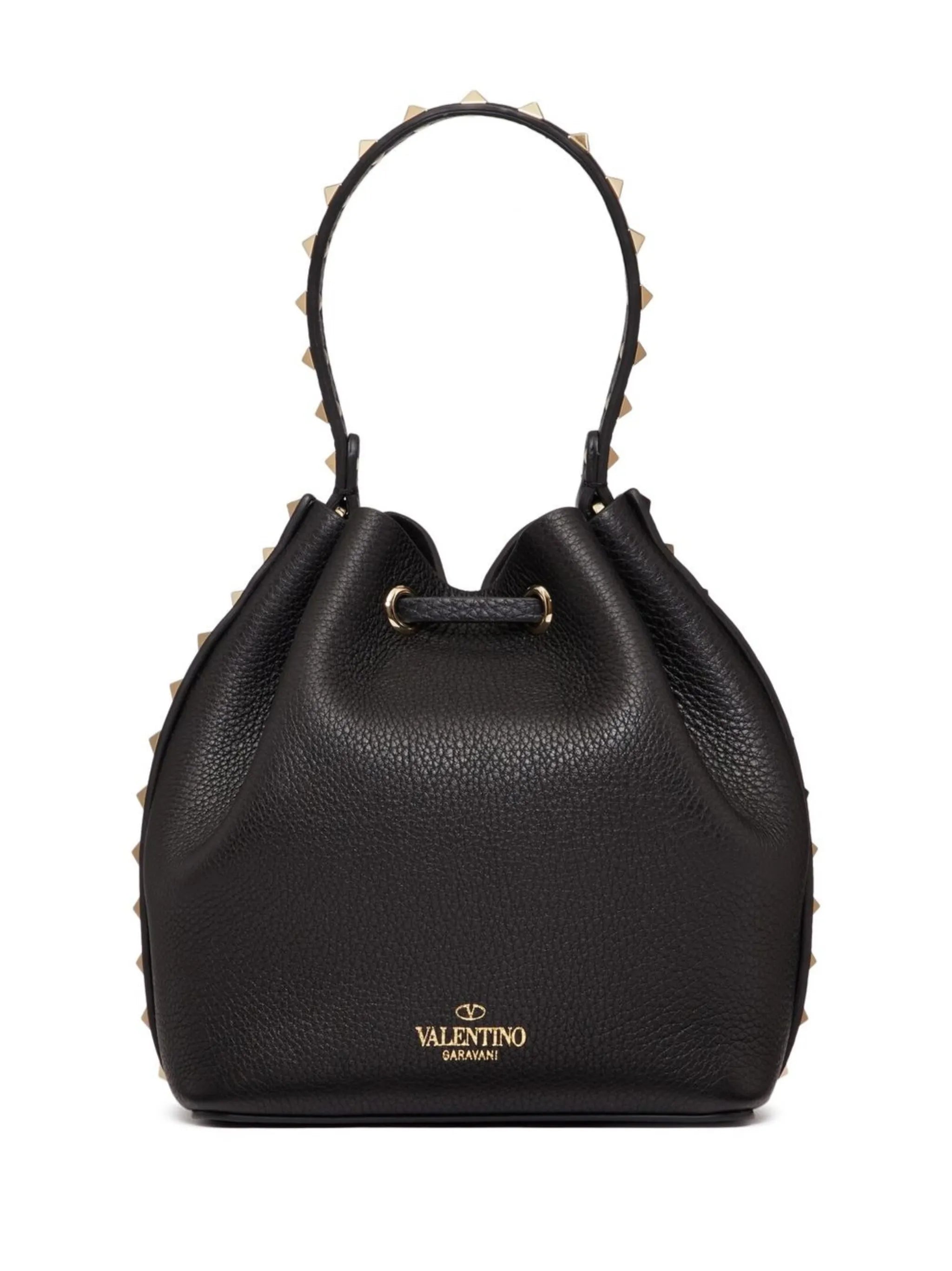 Rockstud leather bucket bag
