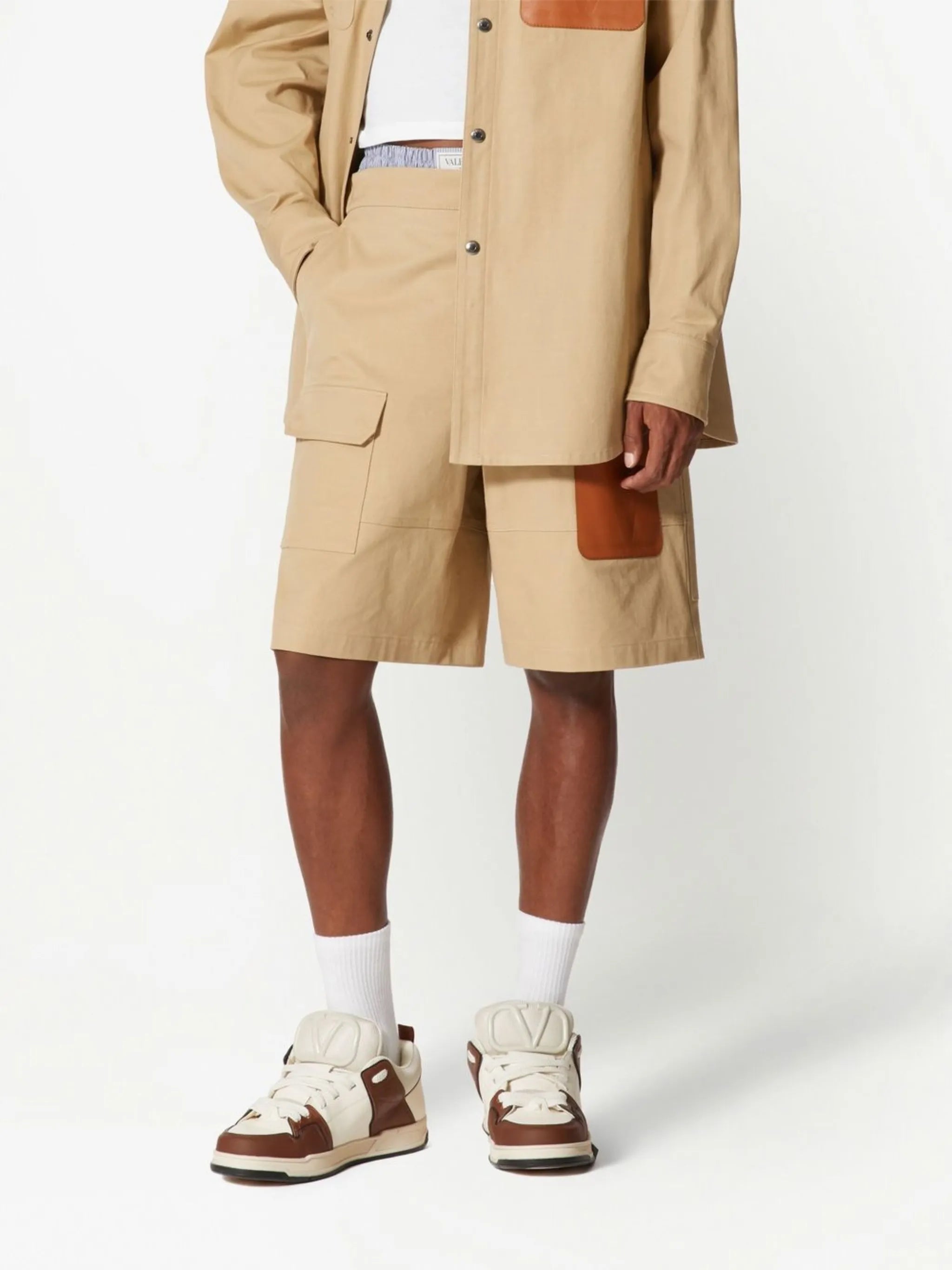 leather-pocket Bermuda shorts