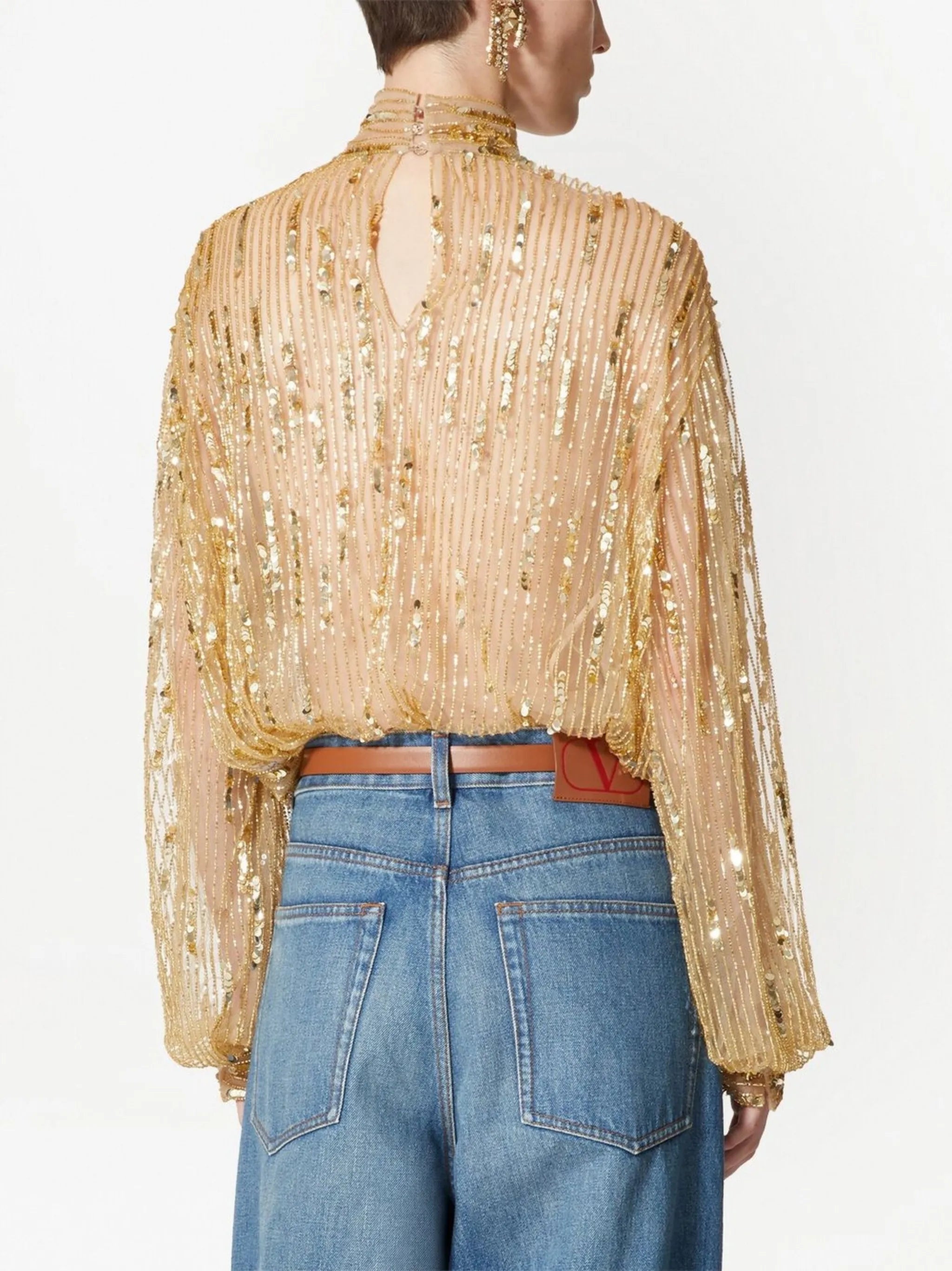 Tulle Illusione sequin-embroidered blouse