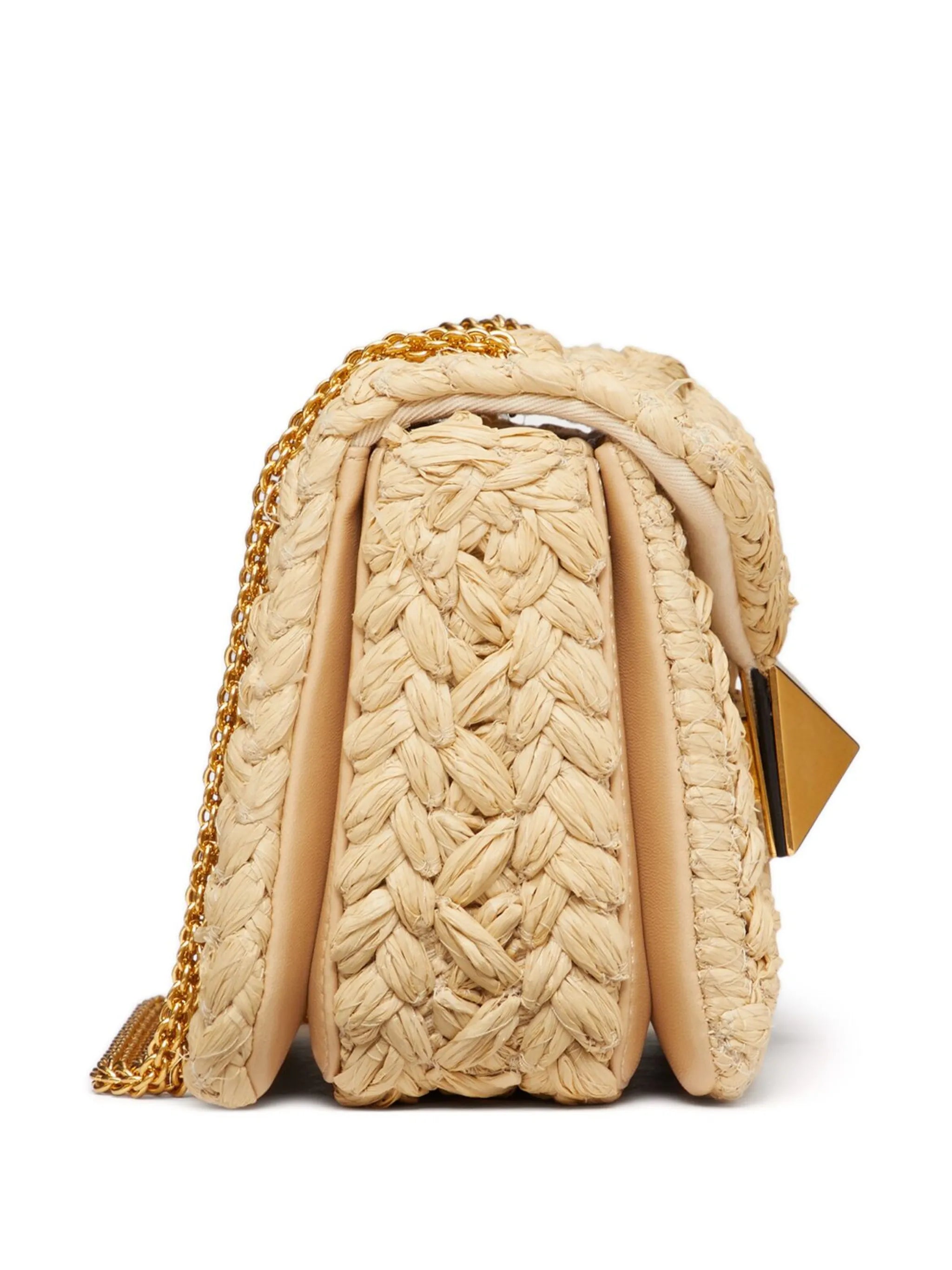 One Stud raffia shoulder bag