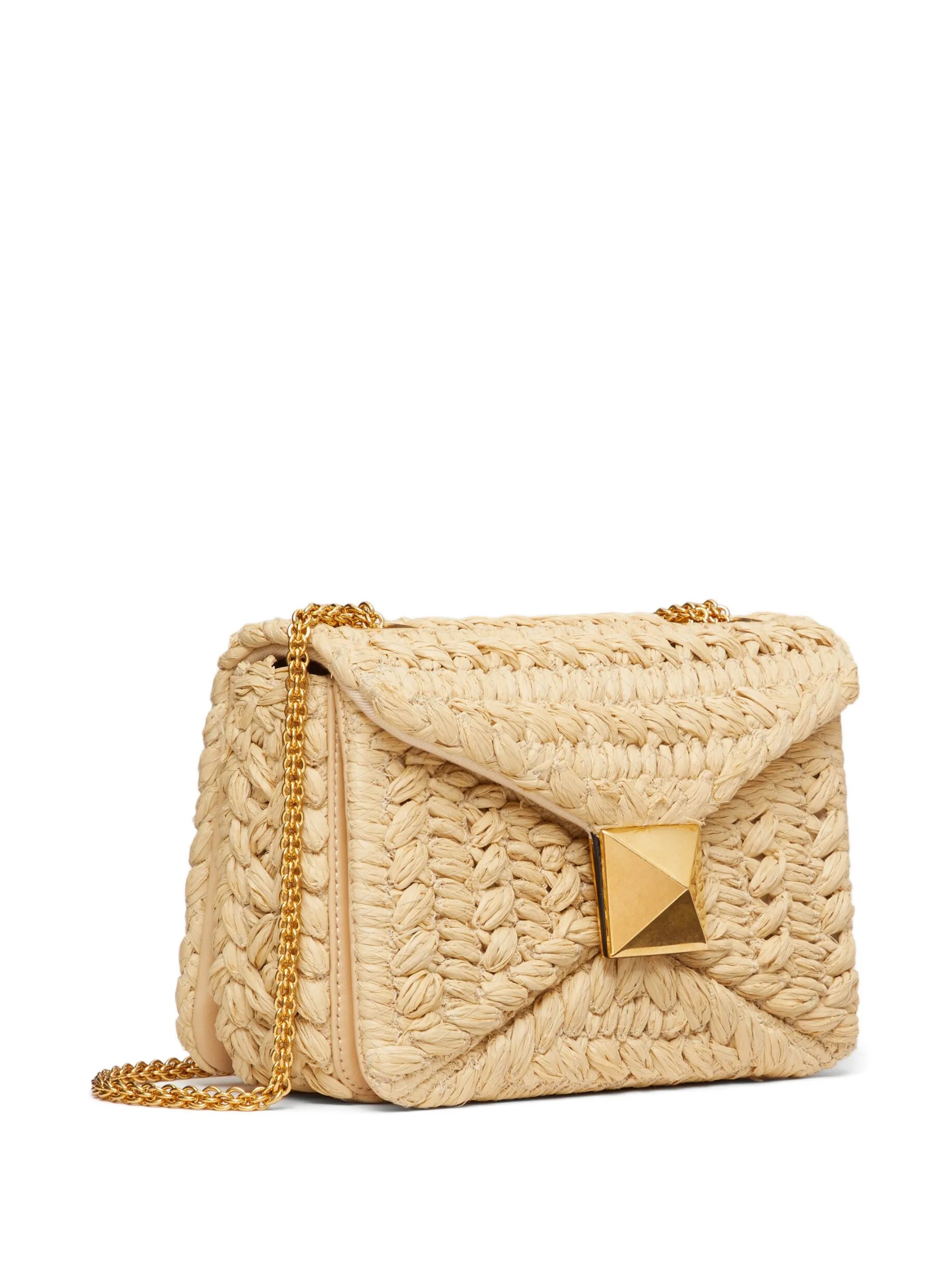 One Stud raffia shoulder bag