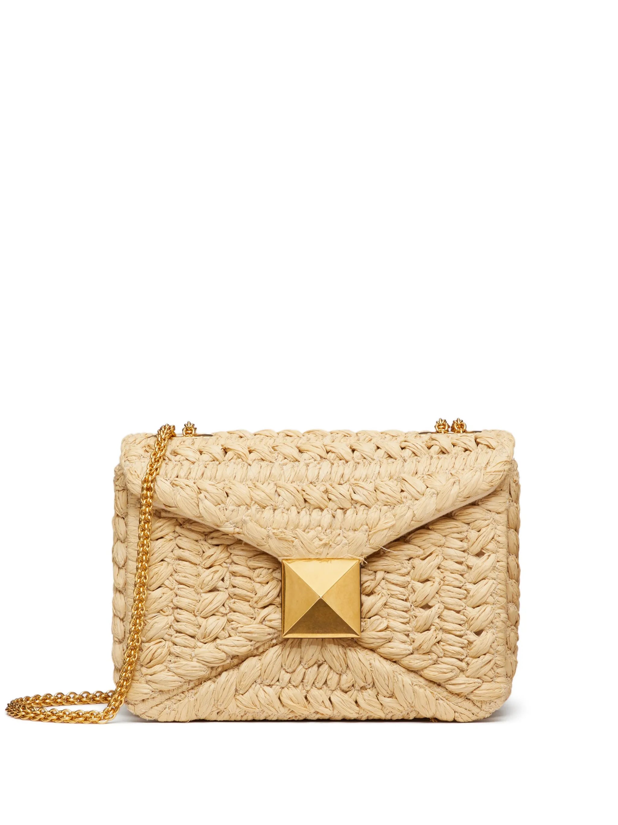One Stud raffia shoulder bag