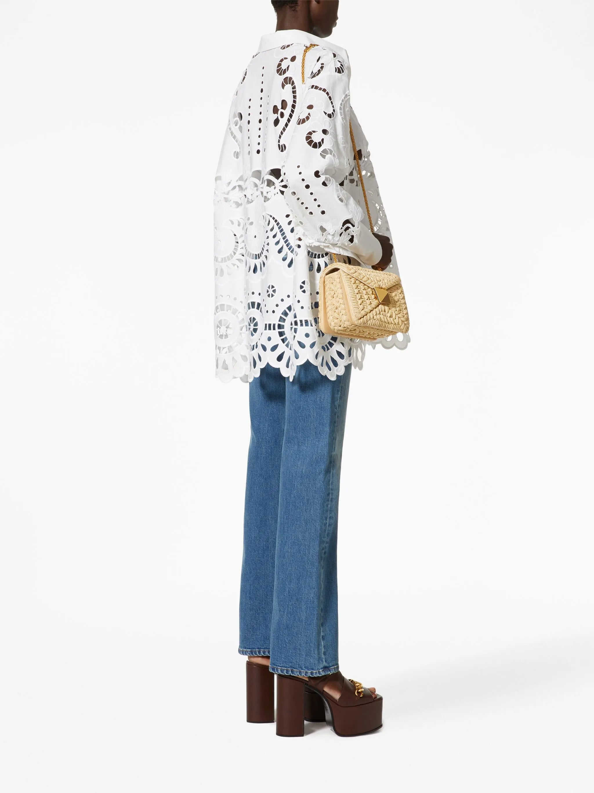 One Stud raffia shoulder bag