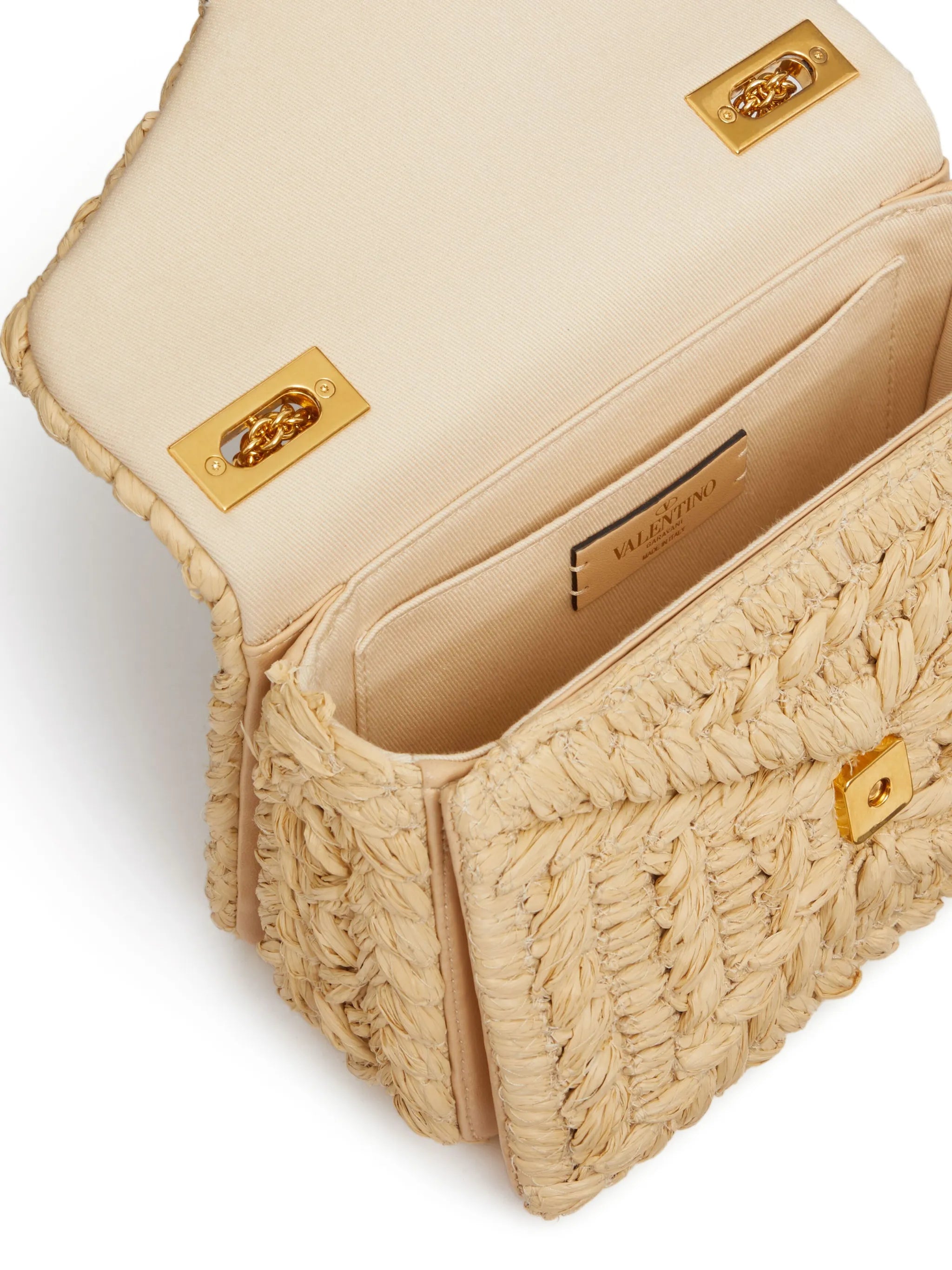 One Stud raffia shoulder bag