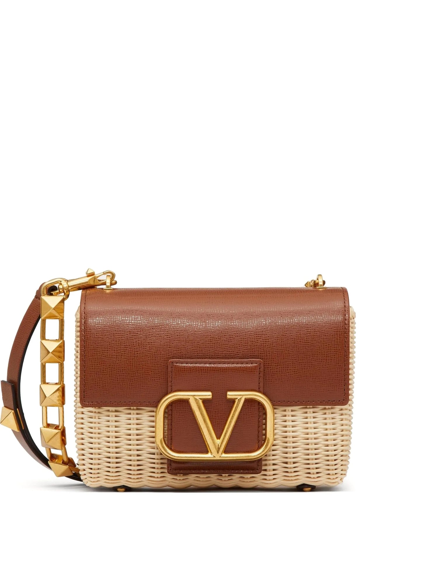 Stud Sign wicker shoulder bag