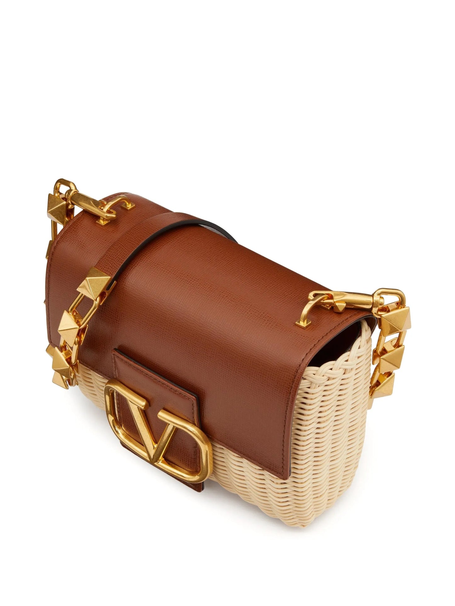 Stud Sign wicker shoulder bag