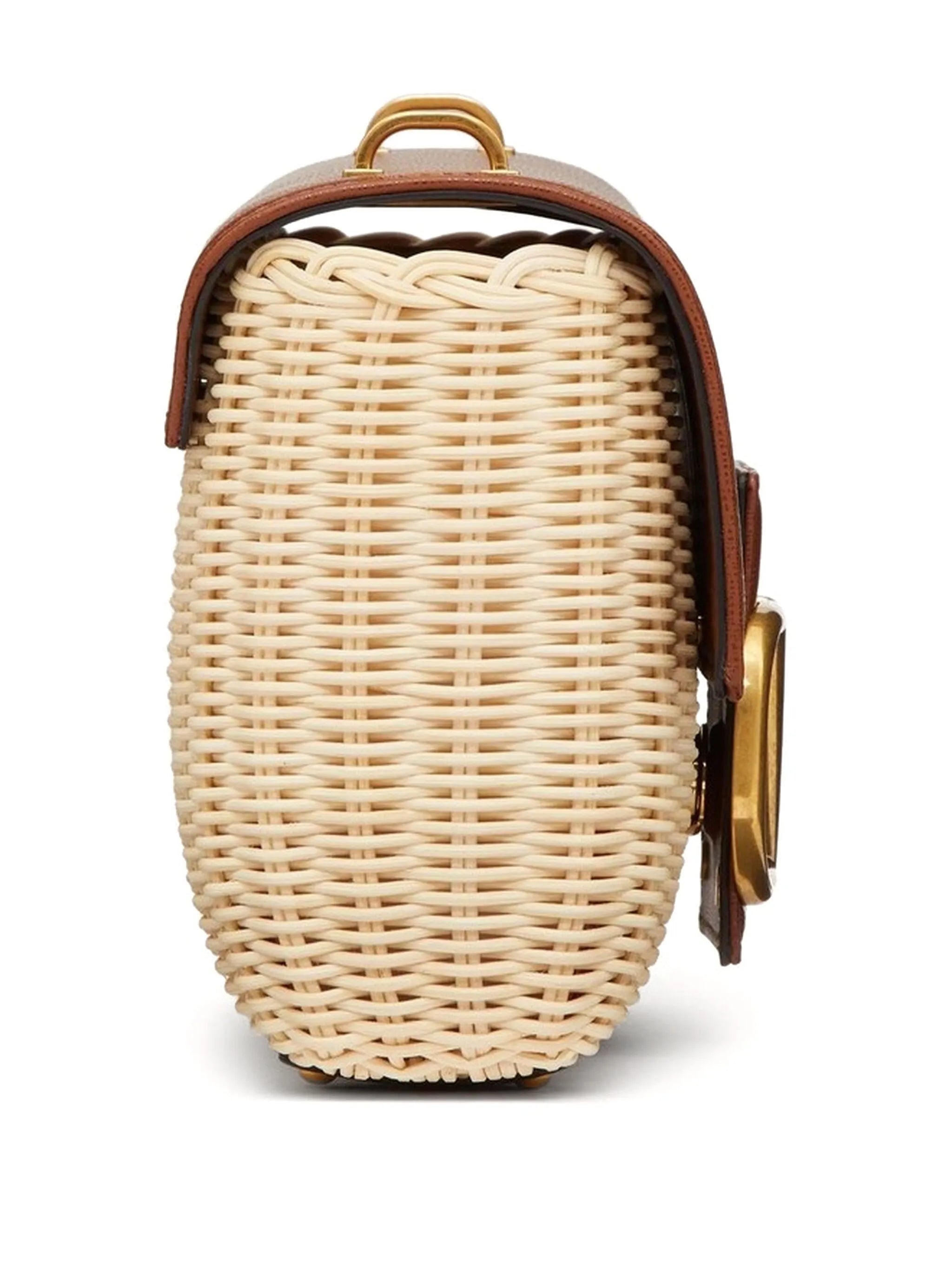 Stud Sign wicker shoulder bag