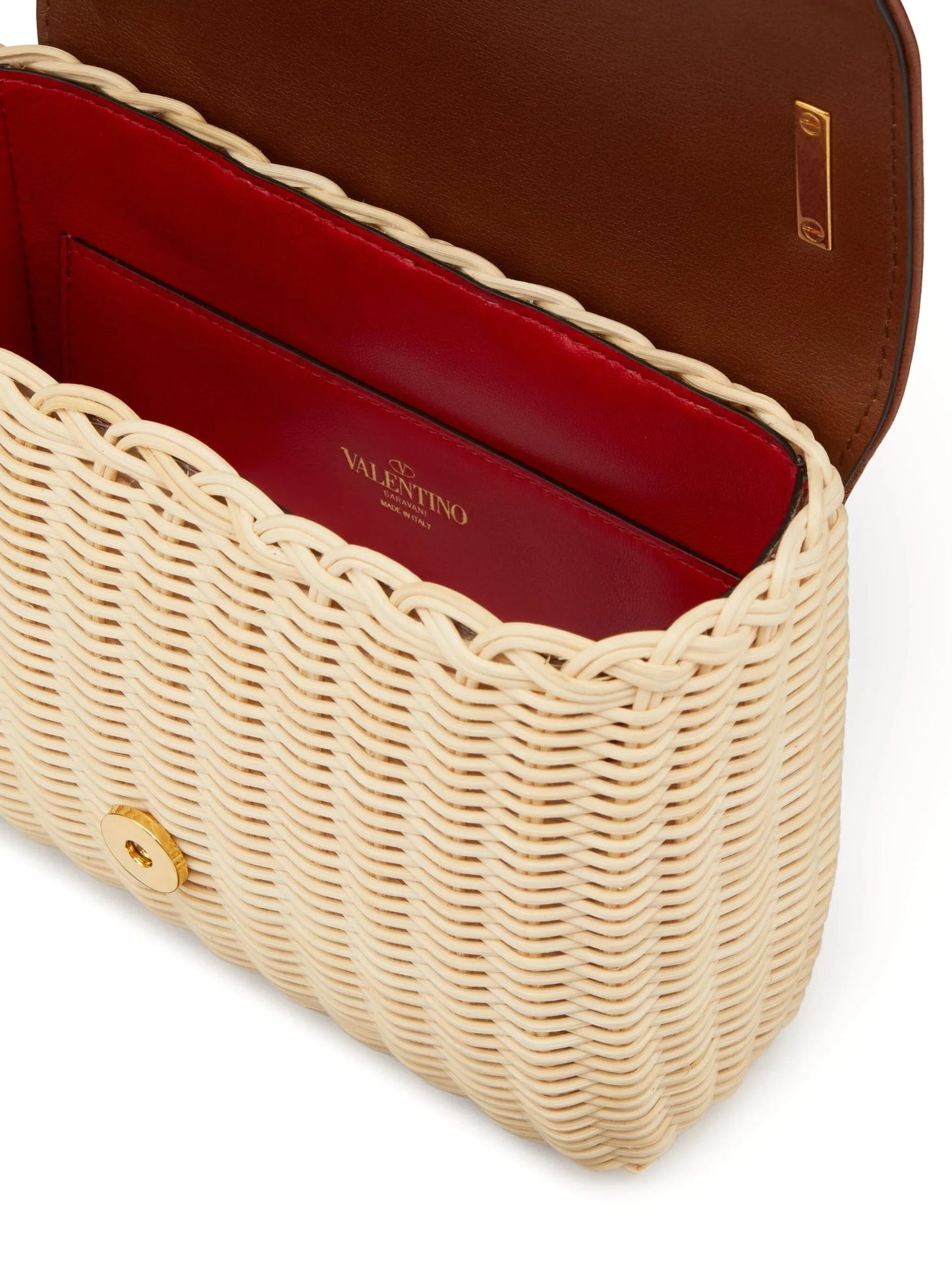 Stud Sign wicker shoulder bag