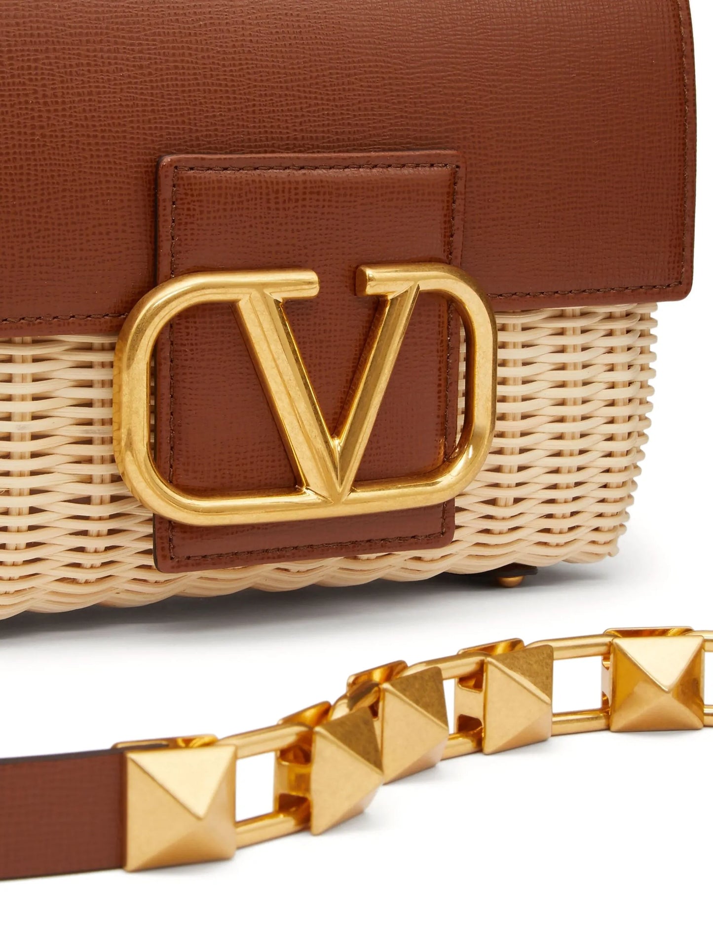 Stud Sign wicker shoulder bag