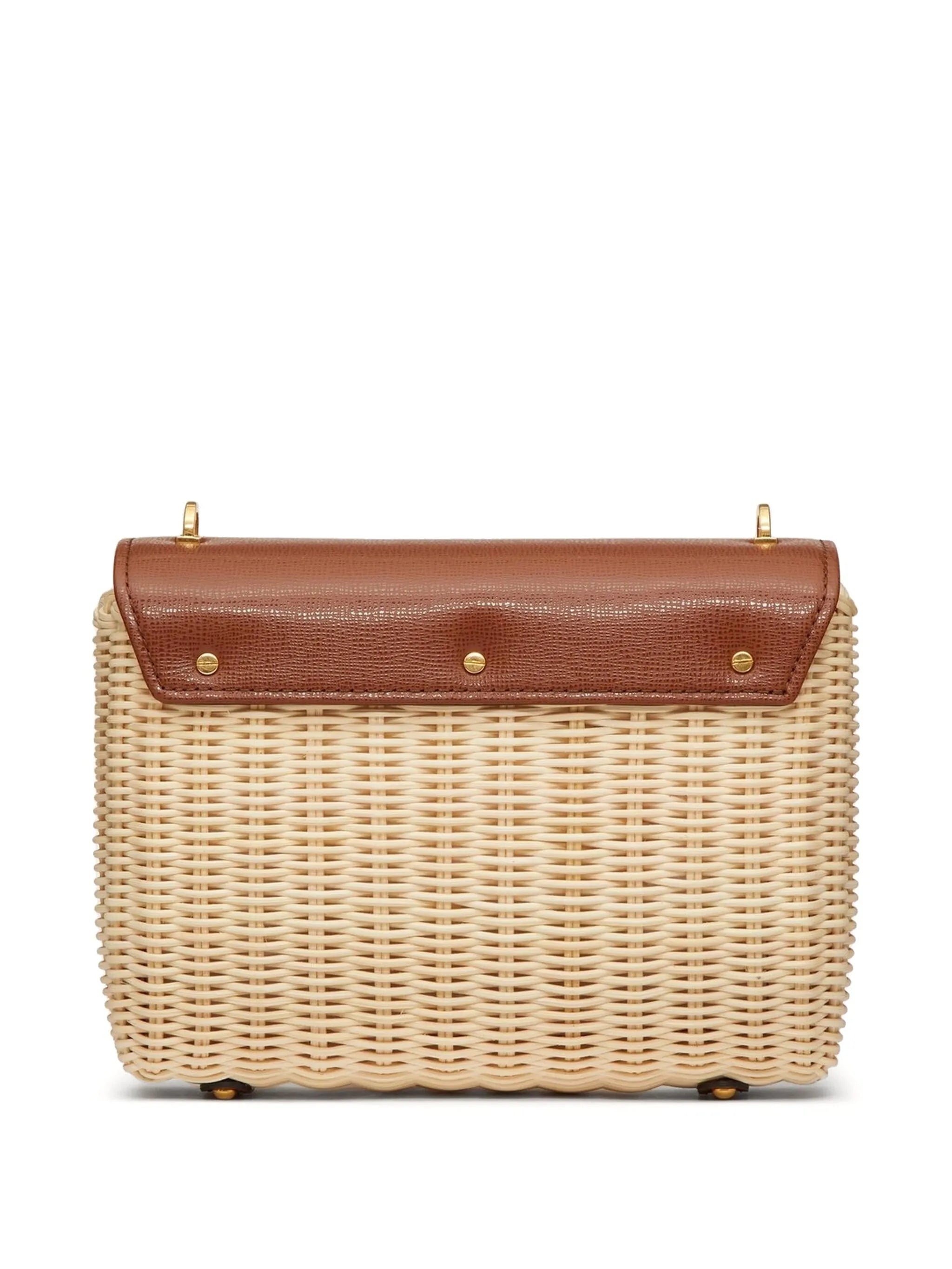 Stud Sign wicker shoulder bag