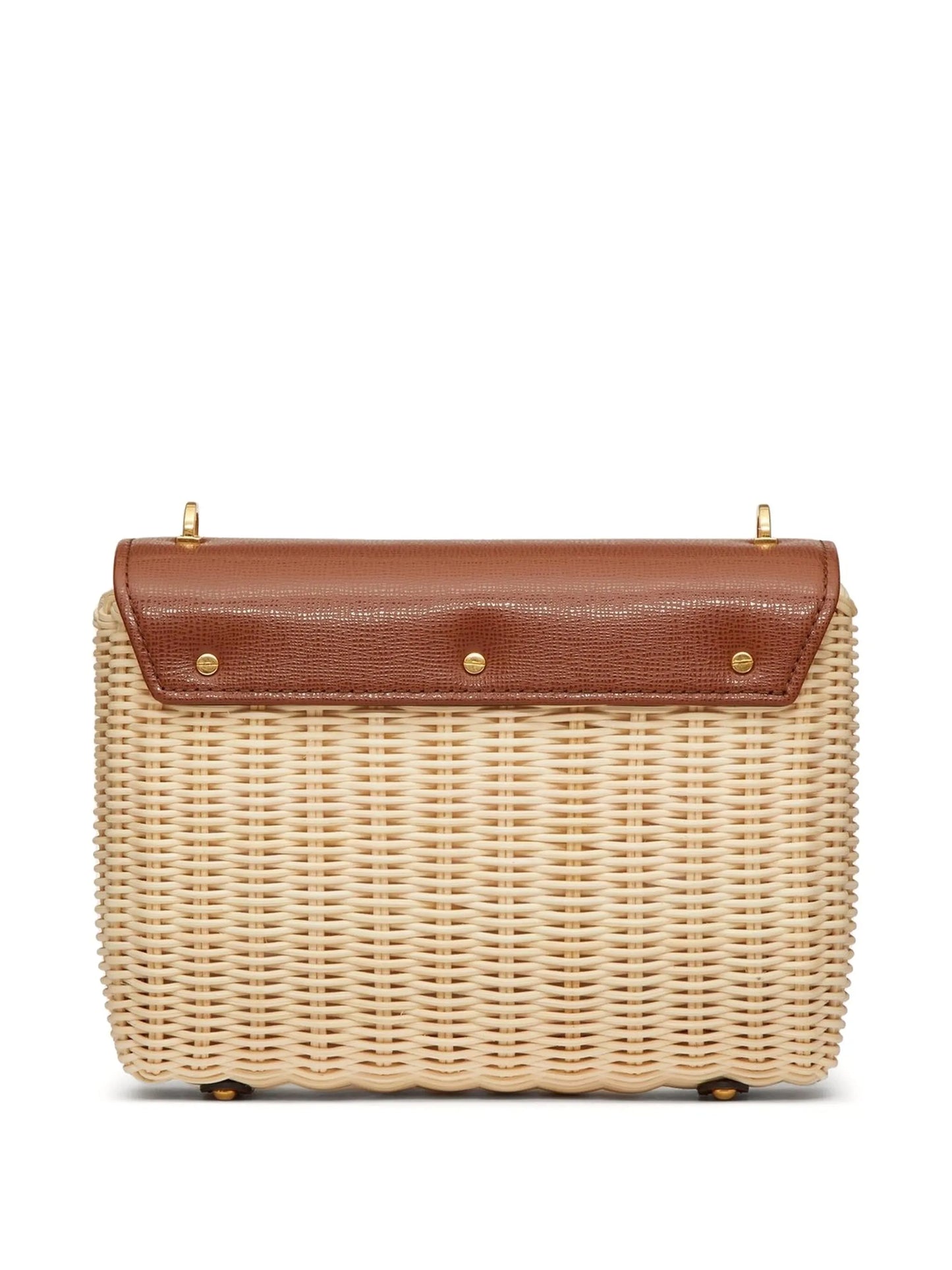 Stud Sign wicker shoulder bag