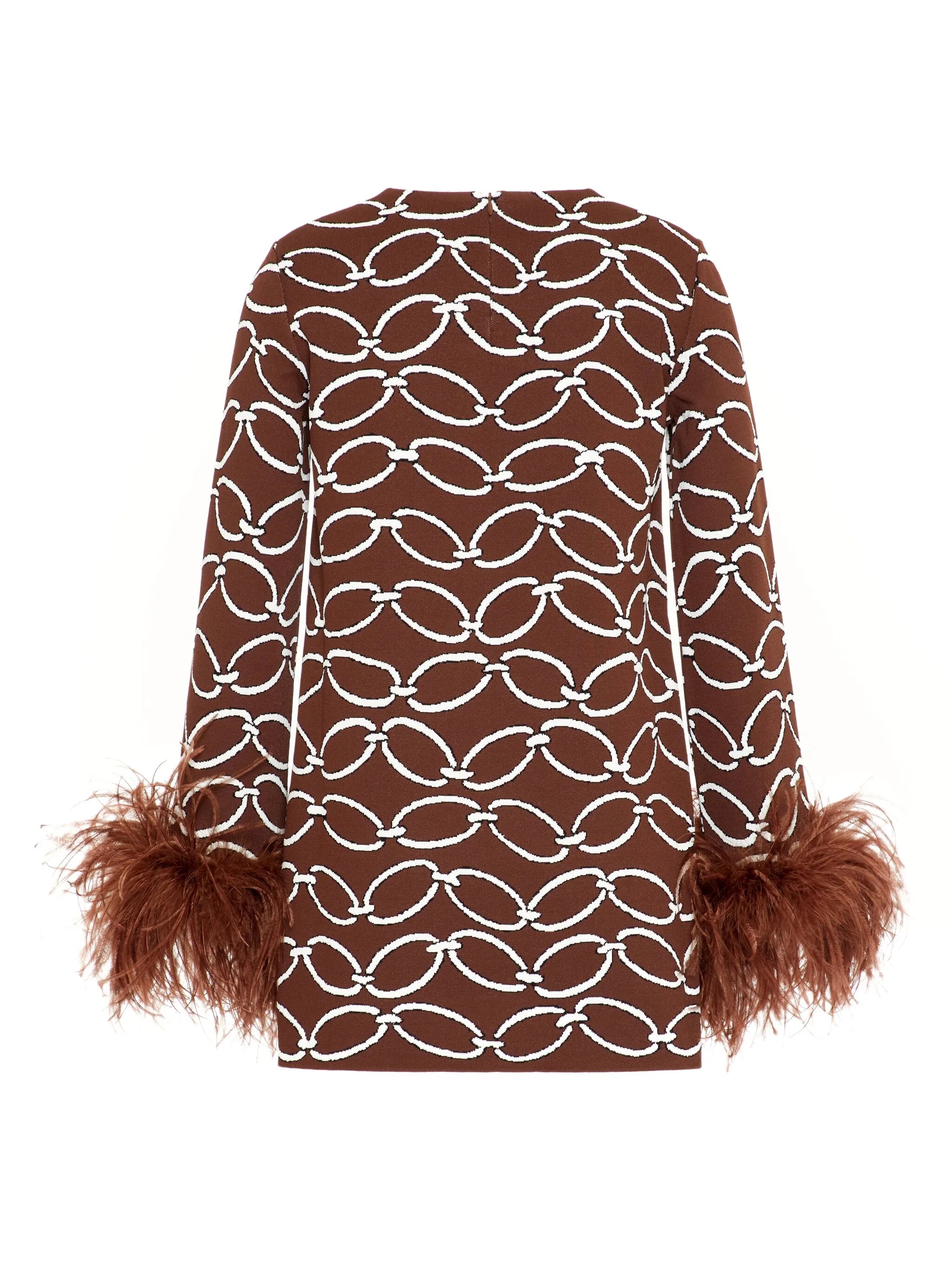 feather-trim chain-print top