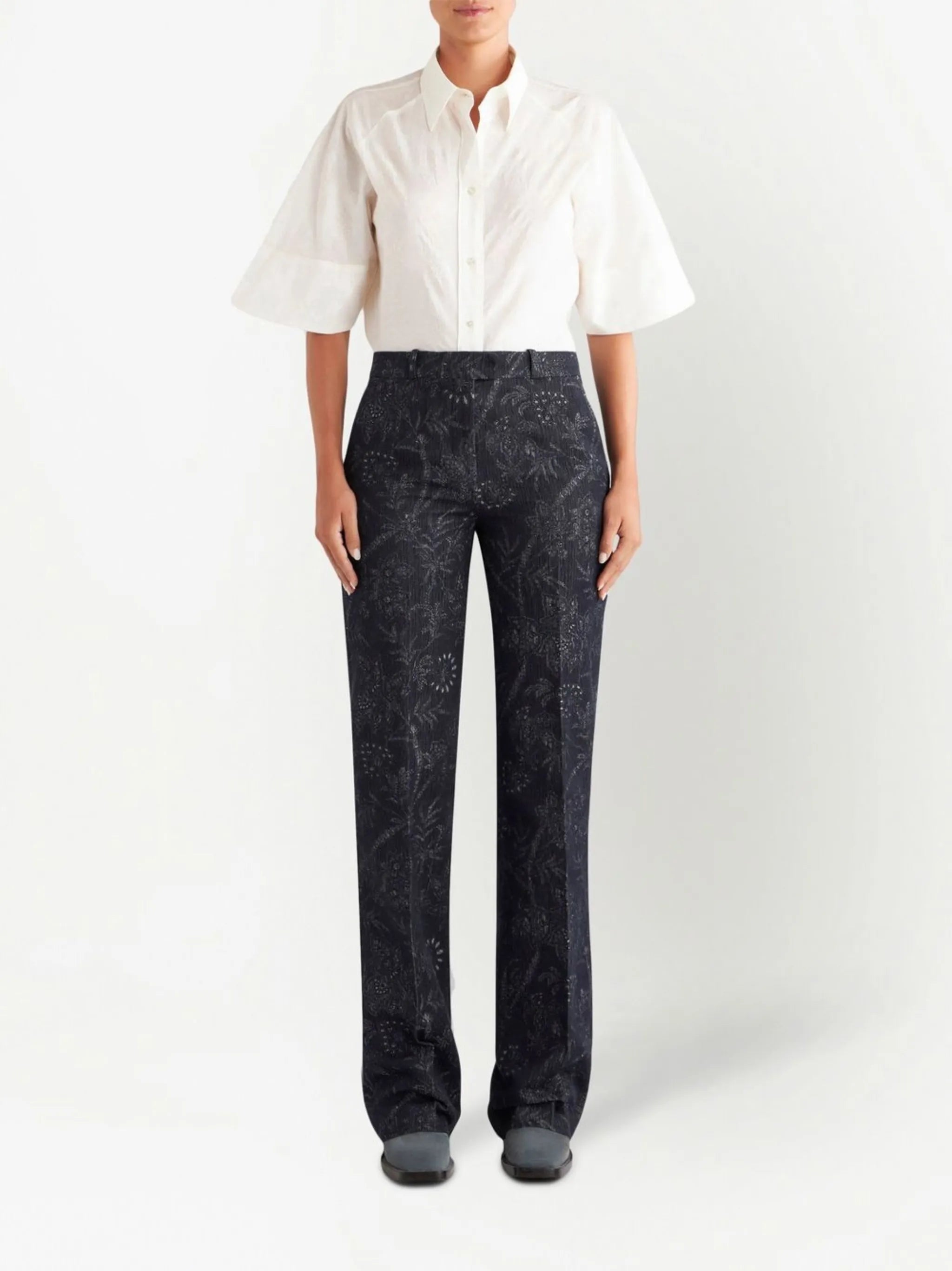 patterned jacquard trousers