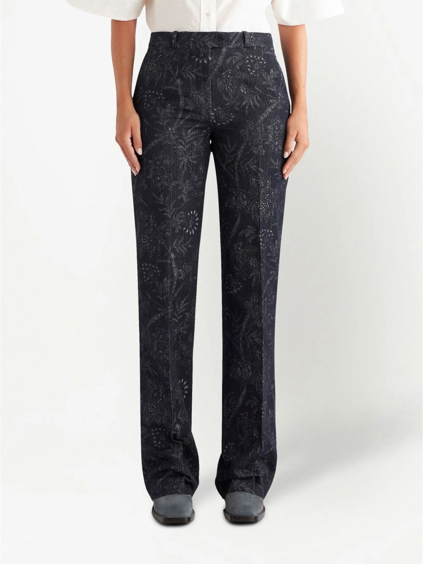 patterned jacquard trousers
