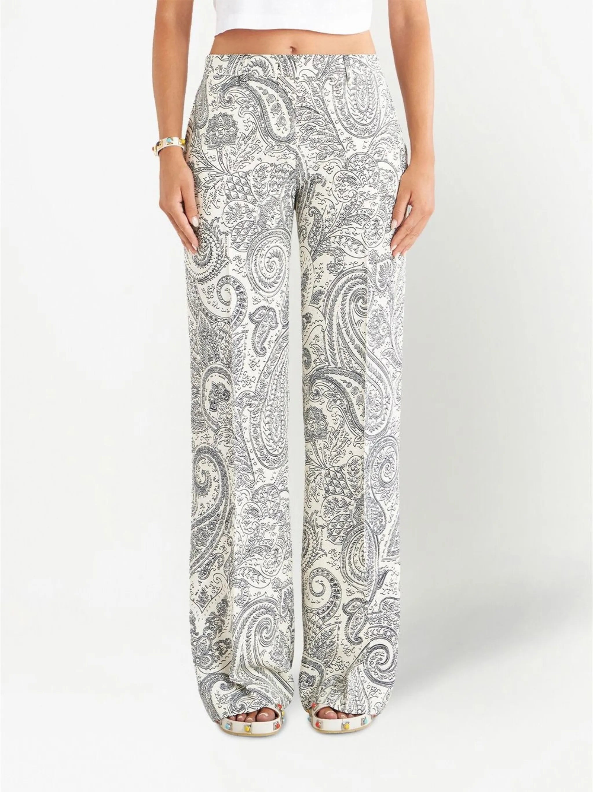 paisley-print wide-leg trousers