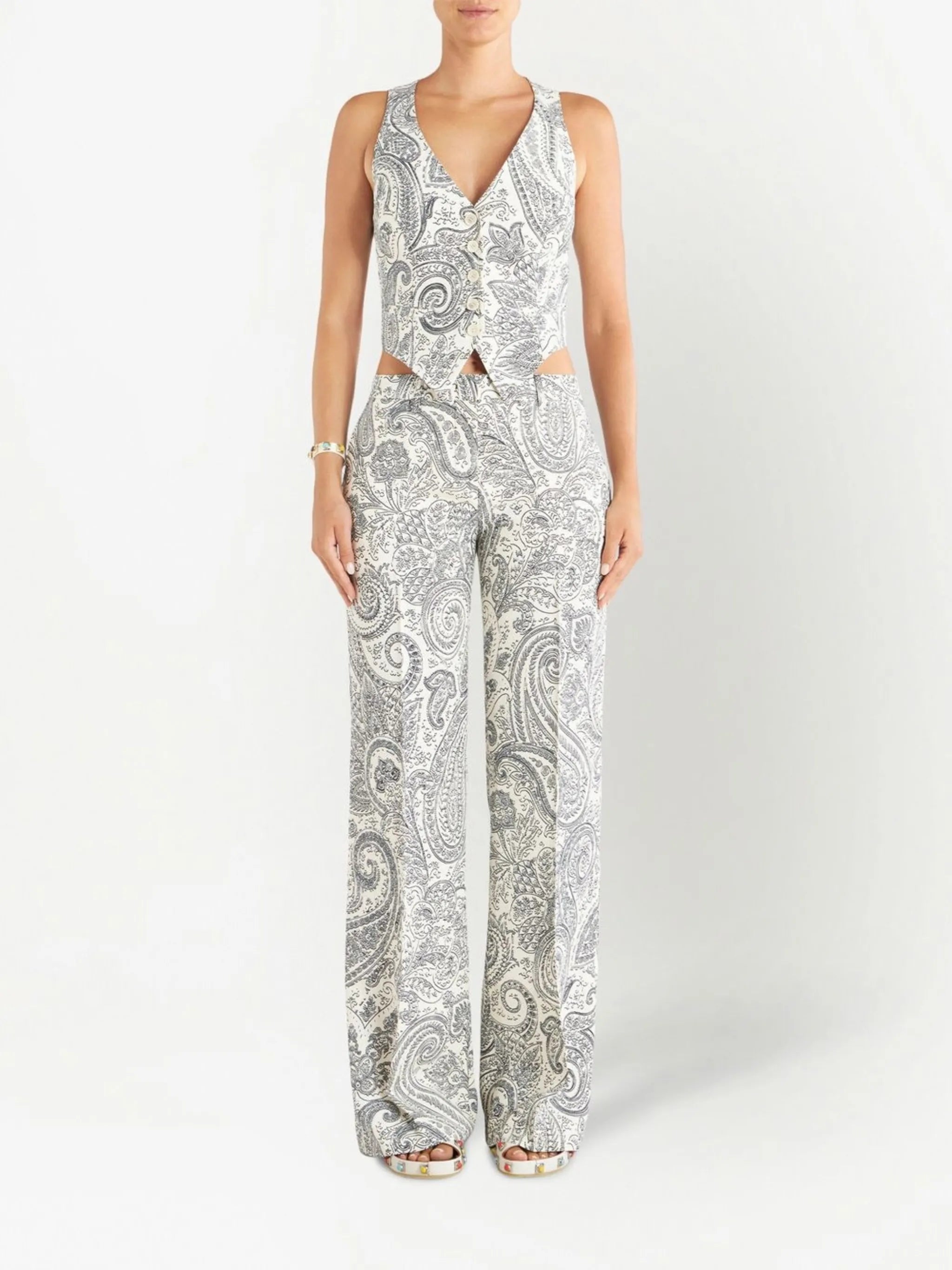 paisley-print wide-leg trousers