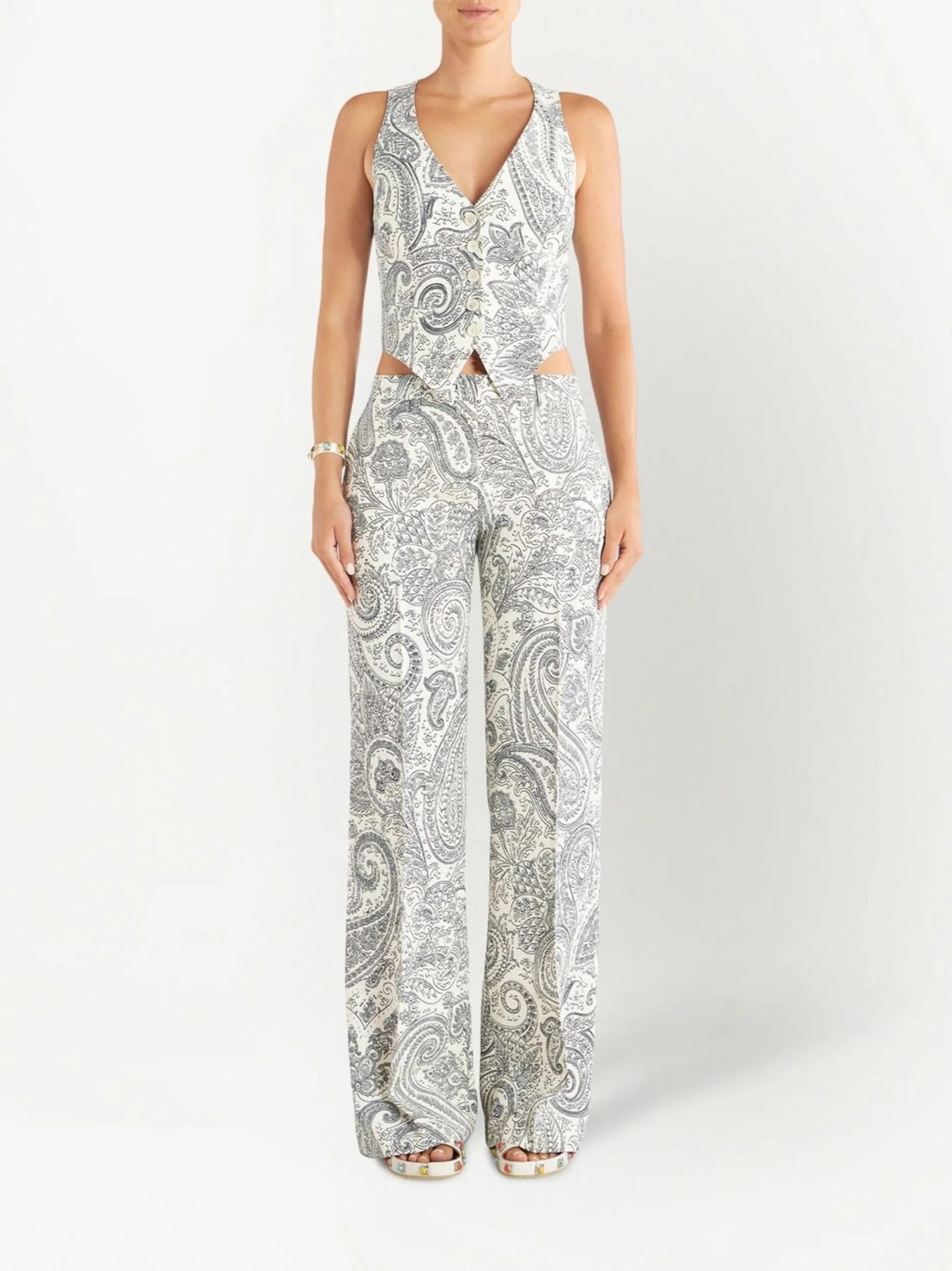 paisley-print wide-leg trousers