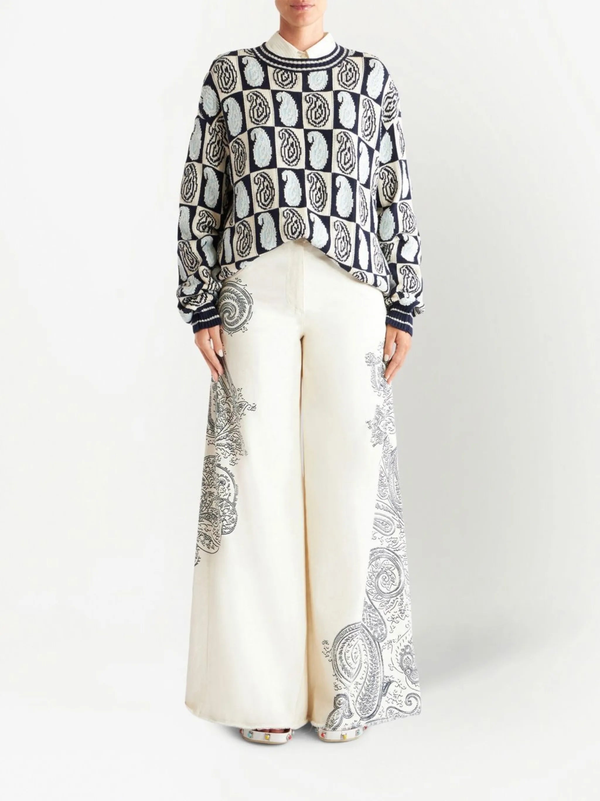 paisley-print crew-neck jumper