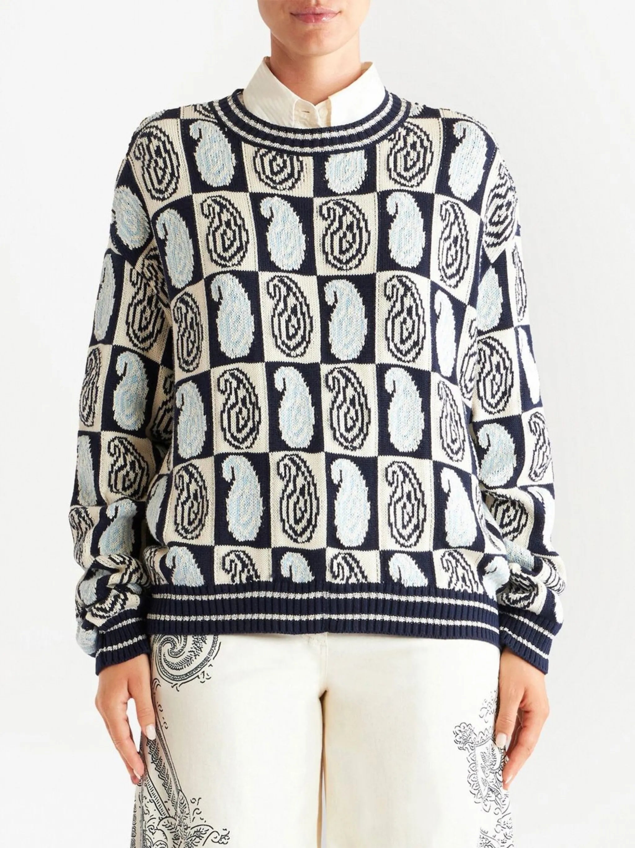 paisley-print crew-neck jumper