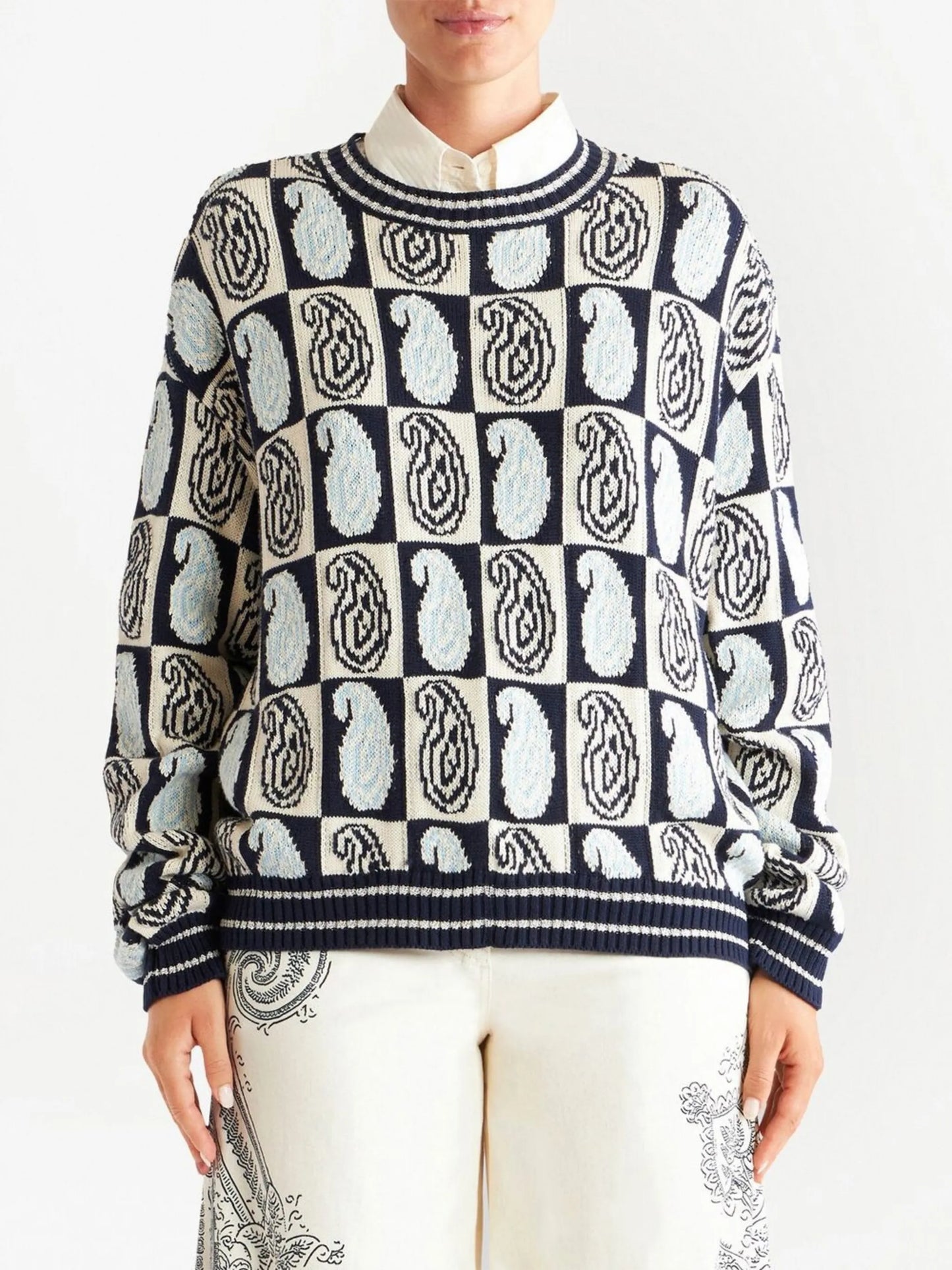 paisley-print crew-neck jumper