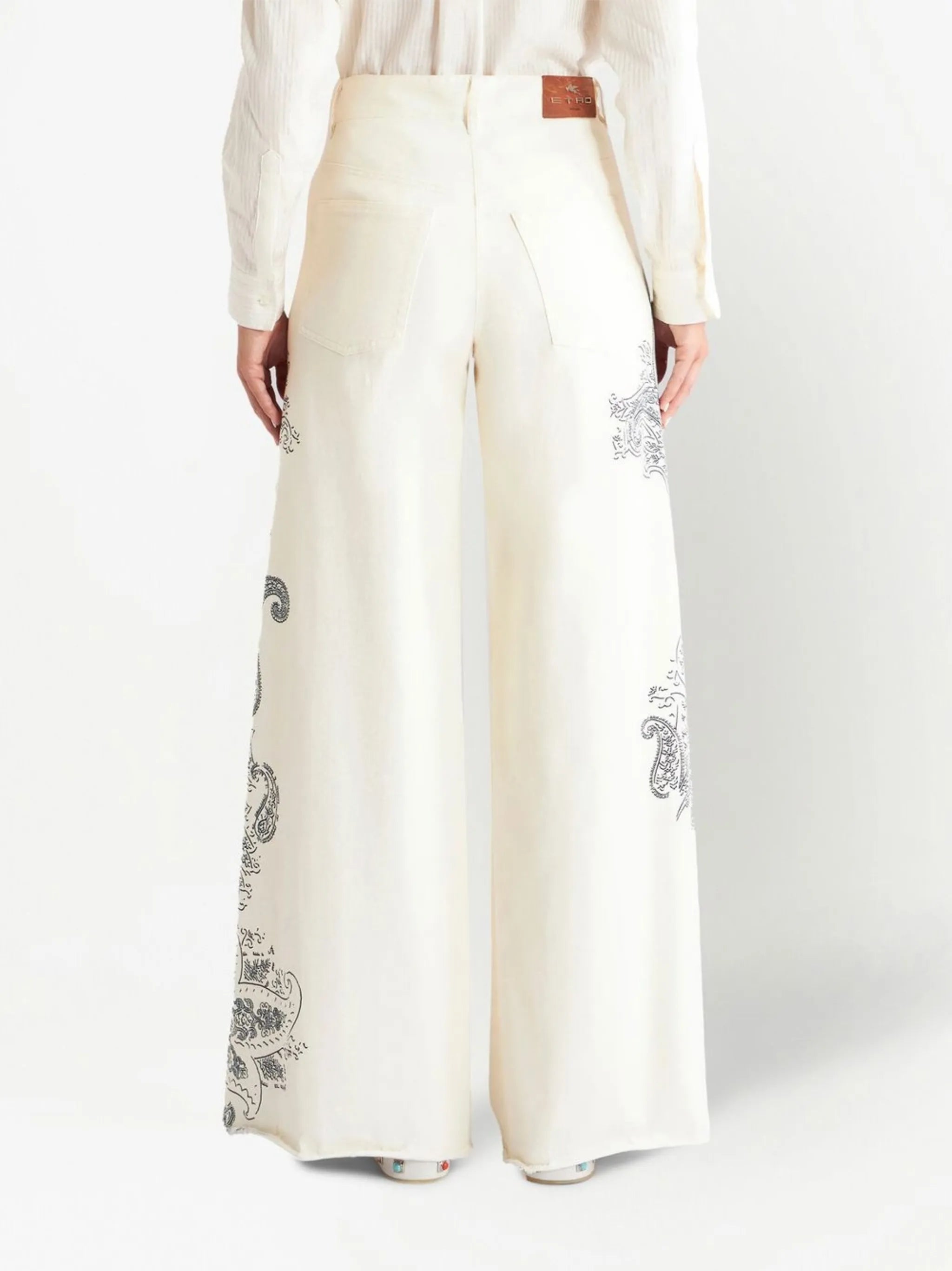 paisley-print wide-leg jeans