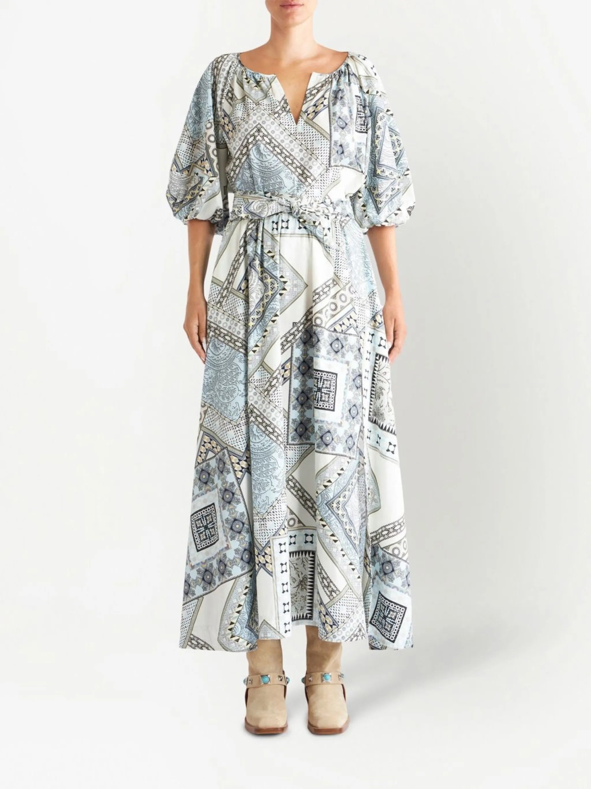 geometric print cotton skirt