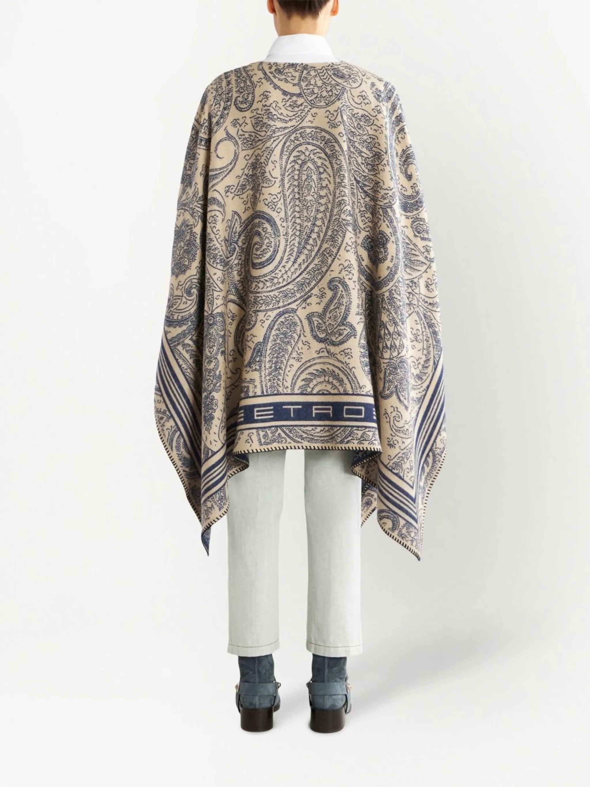 paisley-print handkerchief hem cape