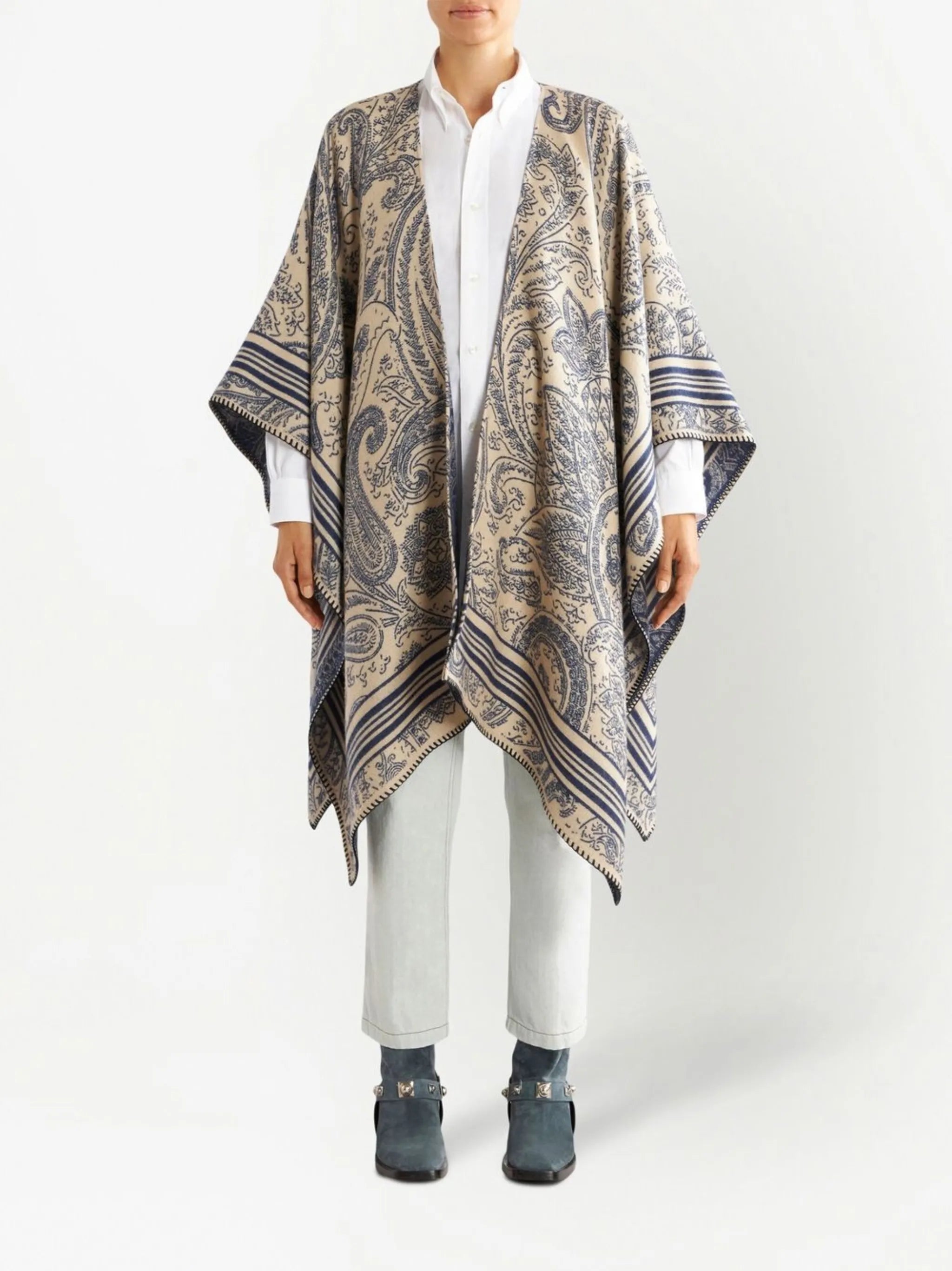 paisley-print handkerchief hem cape