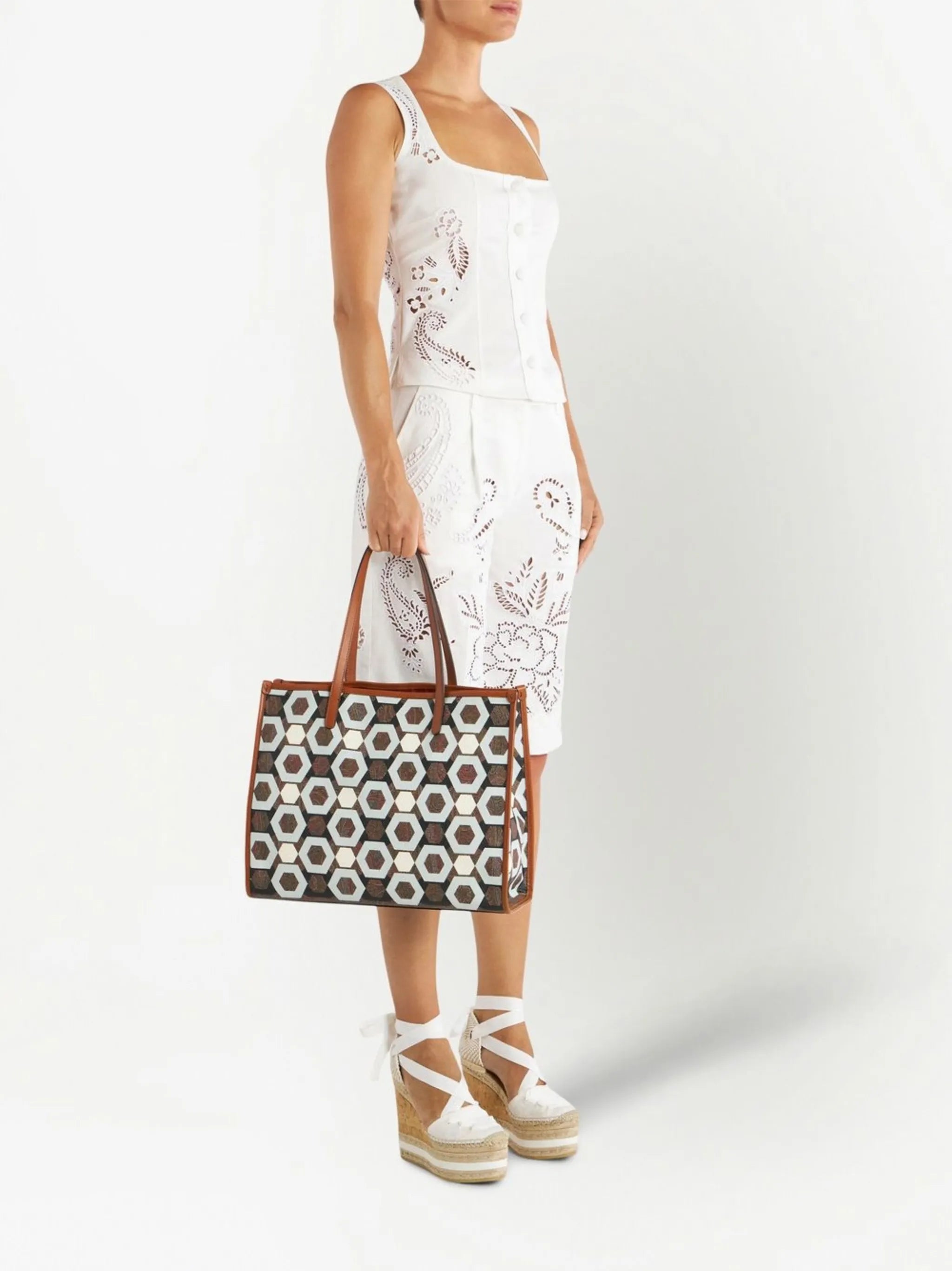 geometric paisley-print tote bag
