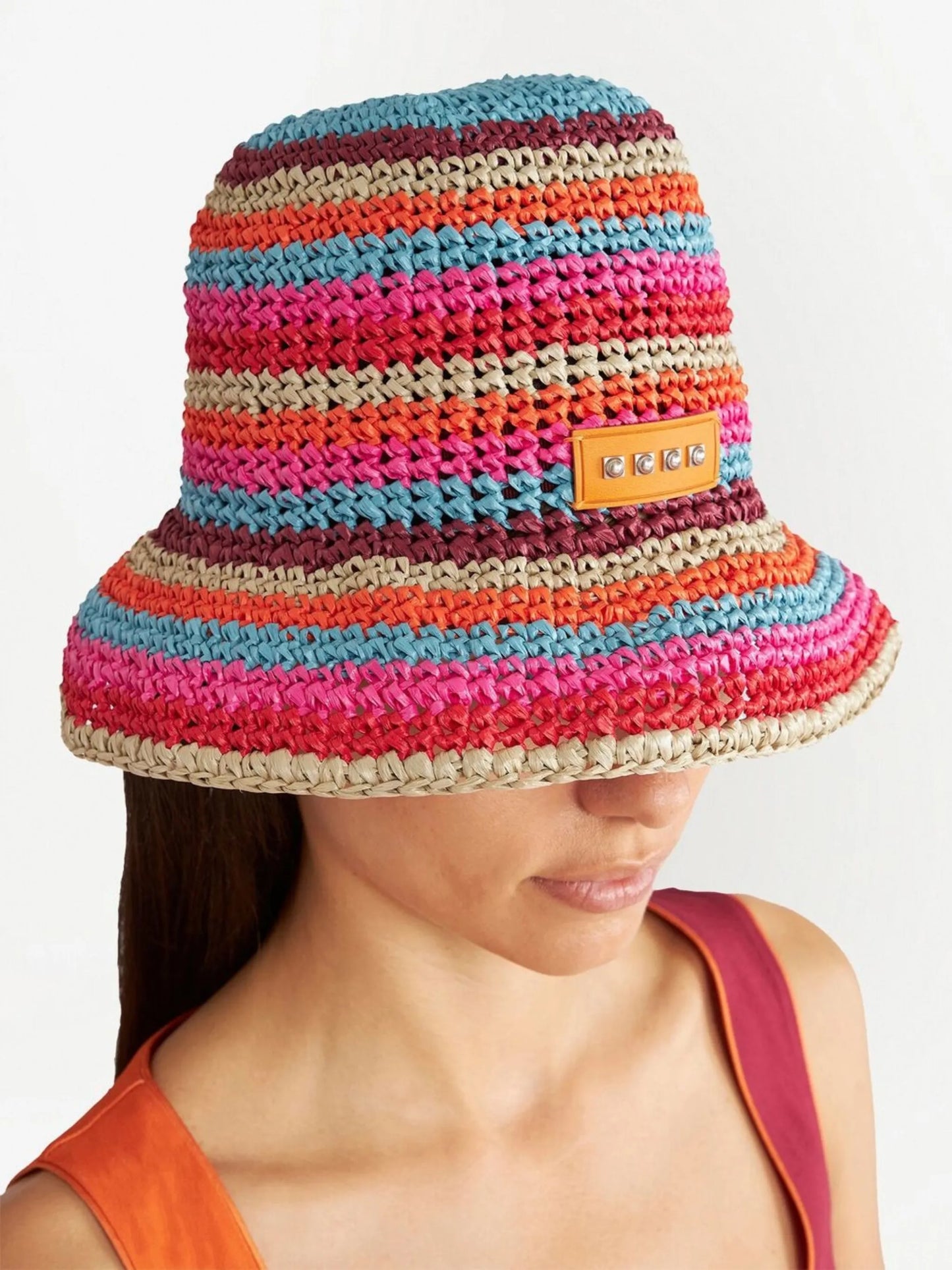 crochet striped bucket hat